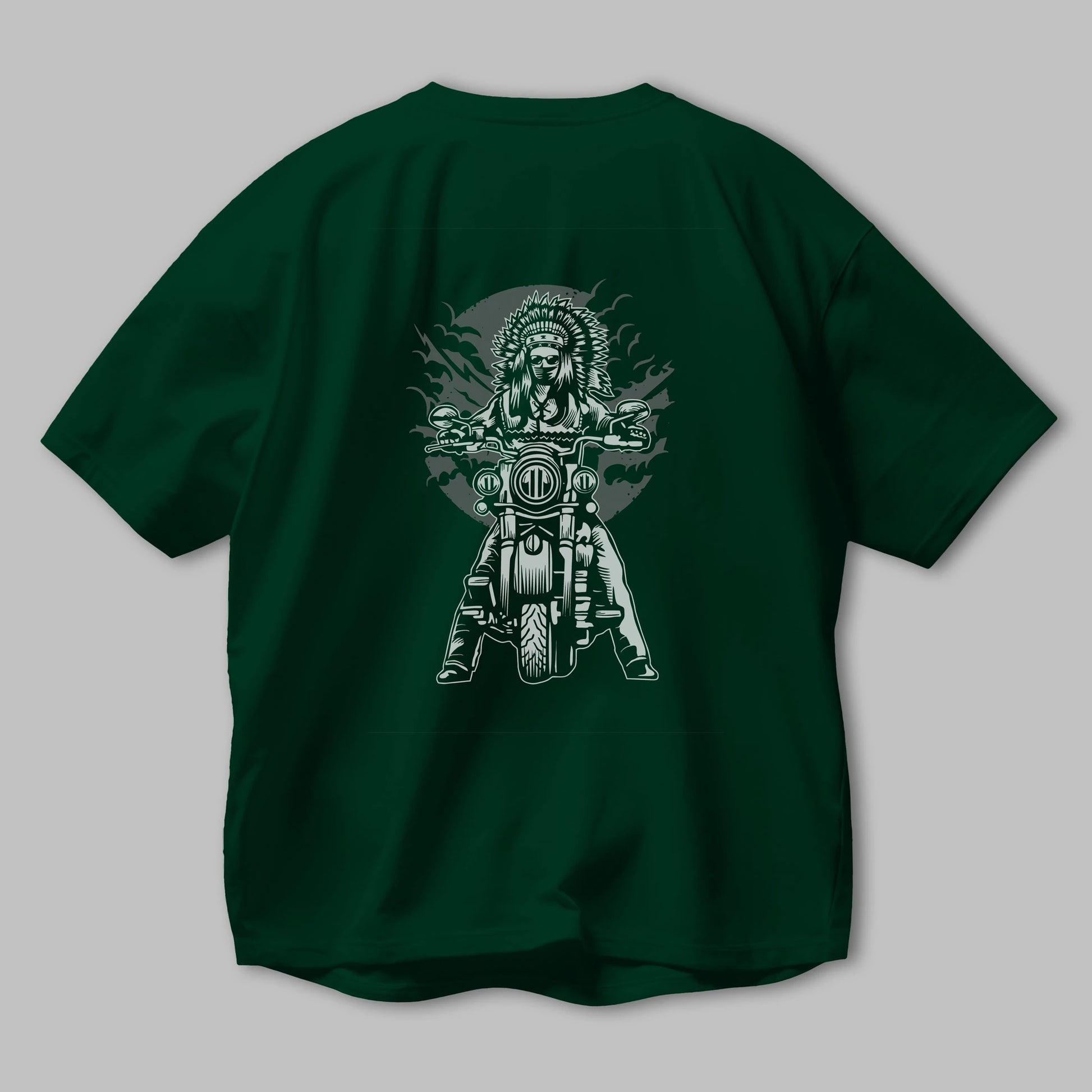 Indian Chief Motorcycle Arka Baskılı Oversize t-shirt Erkek Kadın Unisex %100 Pamuk