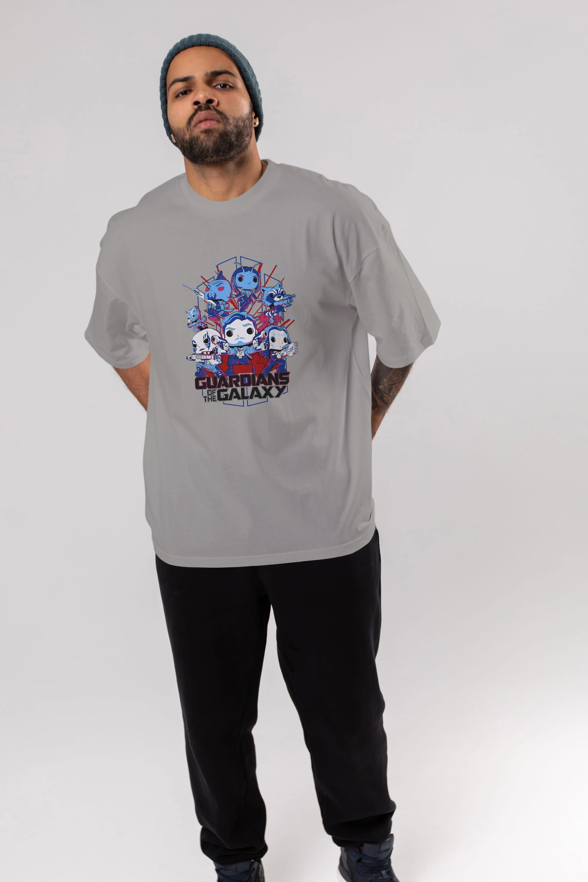 Guardians of the Galaxy Ön Baskılı Oversize t-shirt Erkek Kadın Unisex %100 Pamuk Bisiklet Yaka tişort
