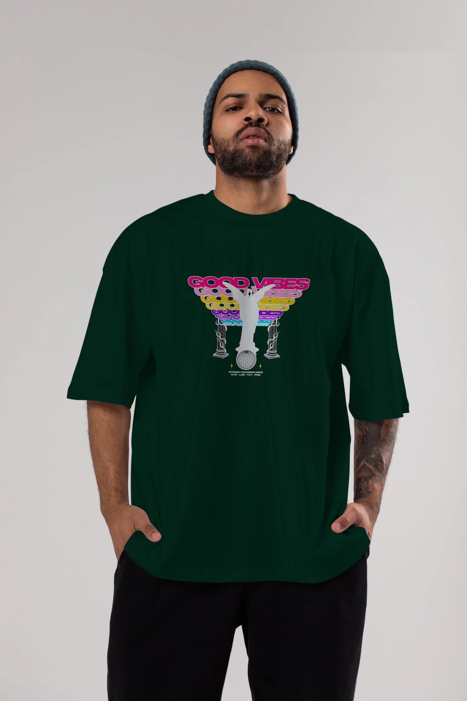 Good Vibes Ön Baskılı Oversize t-shirt Erkek Kadın Unisex