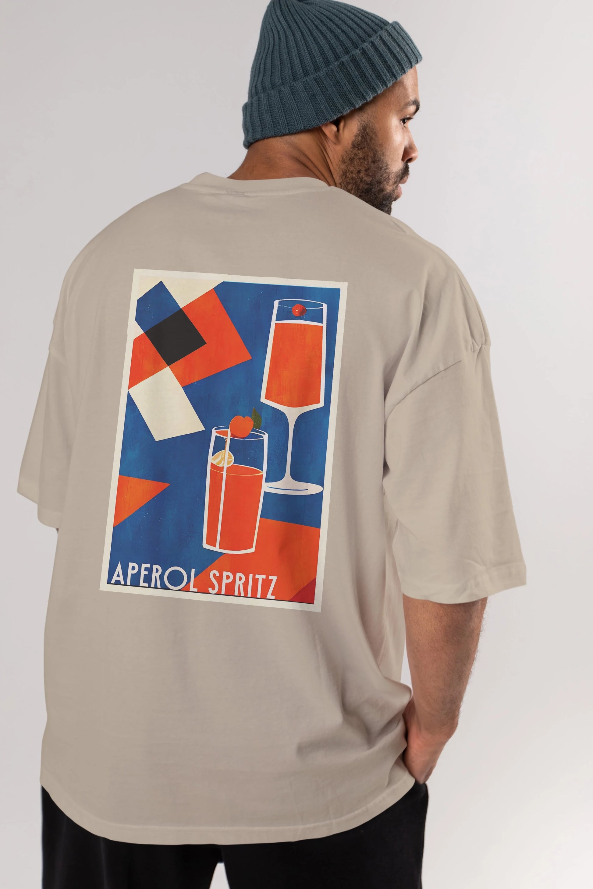 Aperol Spritz 4 Arka Baskılı Oversize t-shirt Erkek Kadın Unisex %100 Pamuk Bisiklet Yaka tişort