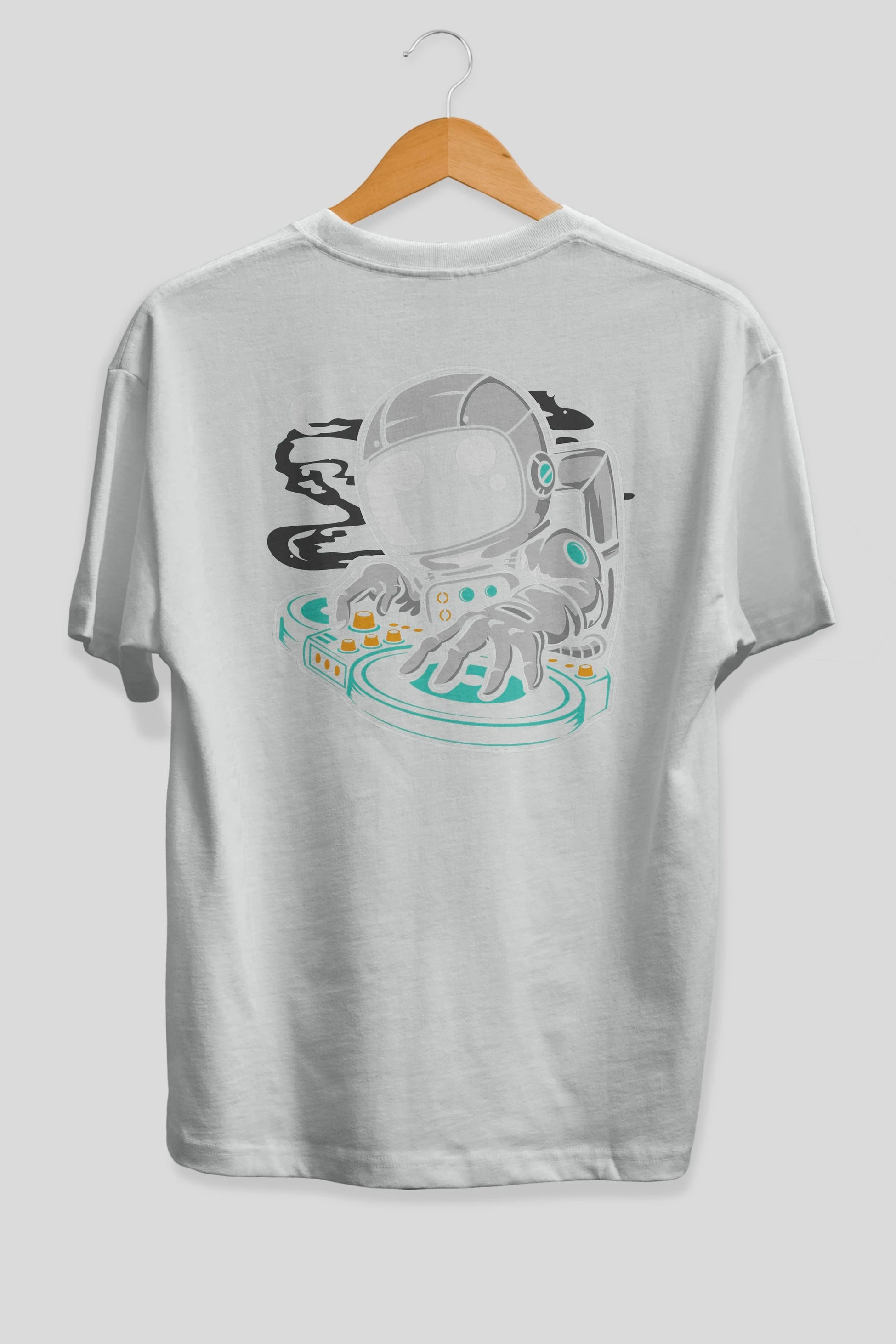 Astronaut DJ Arka Baskılı Oversize t-shirt Erkek Kadın Unisex