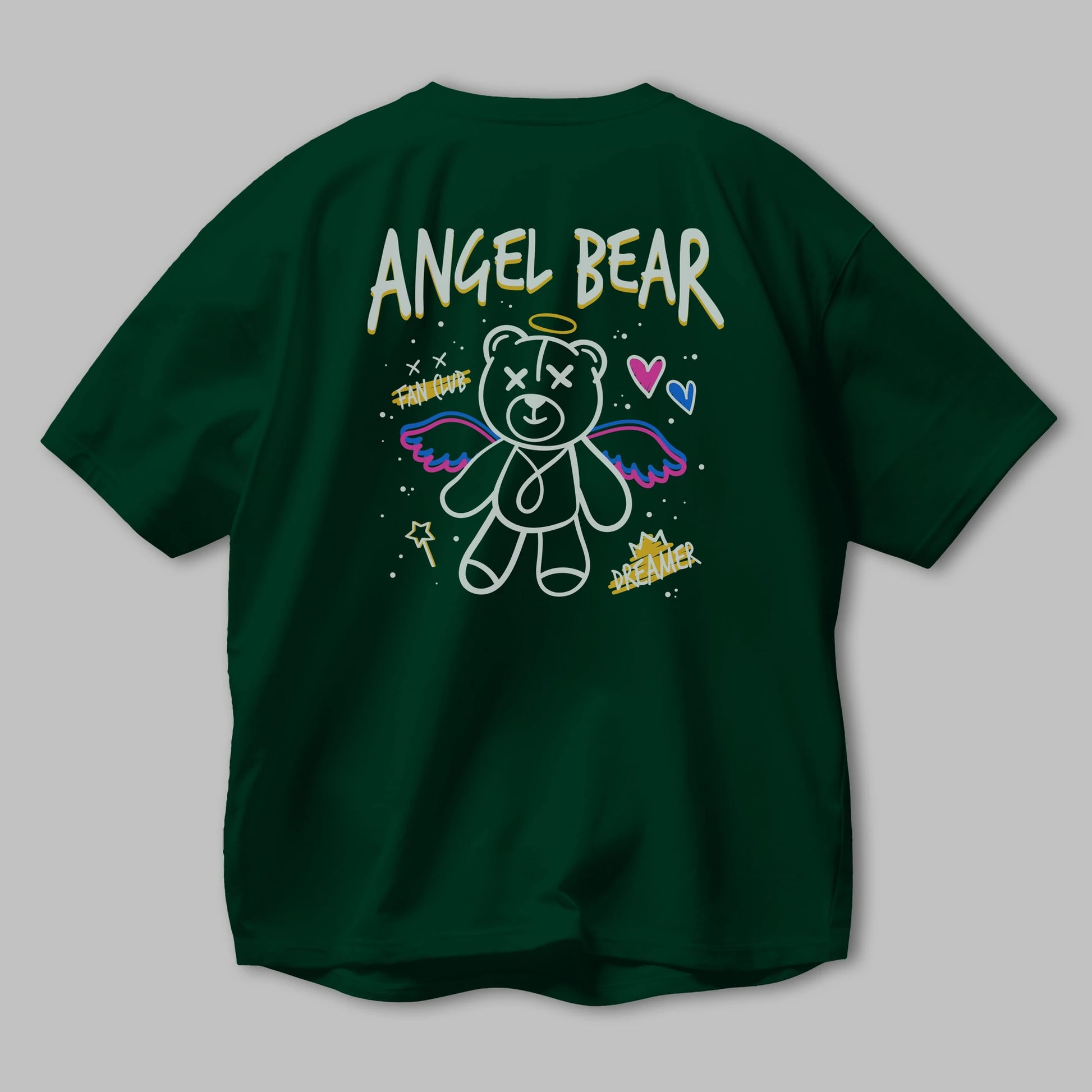Angel Bear Arka Baskılı Oversize t-shirt Erkek Kadın Unisex