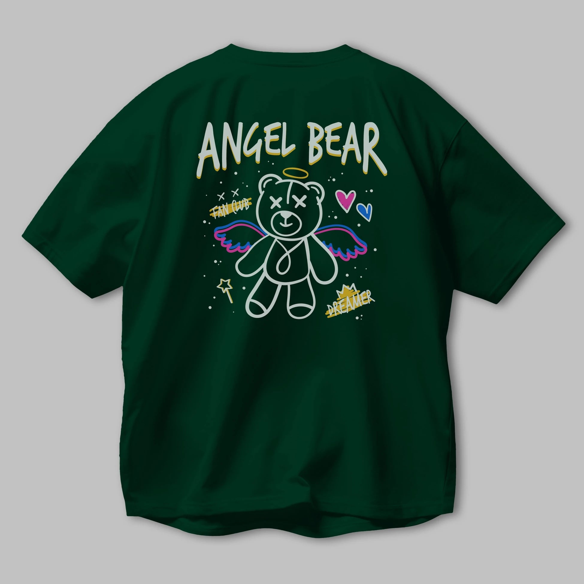 Angel Bear Arka Baskılı Oversize t-shirt Erkek Kadın Unisex