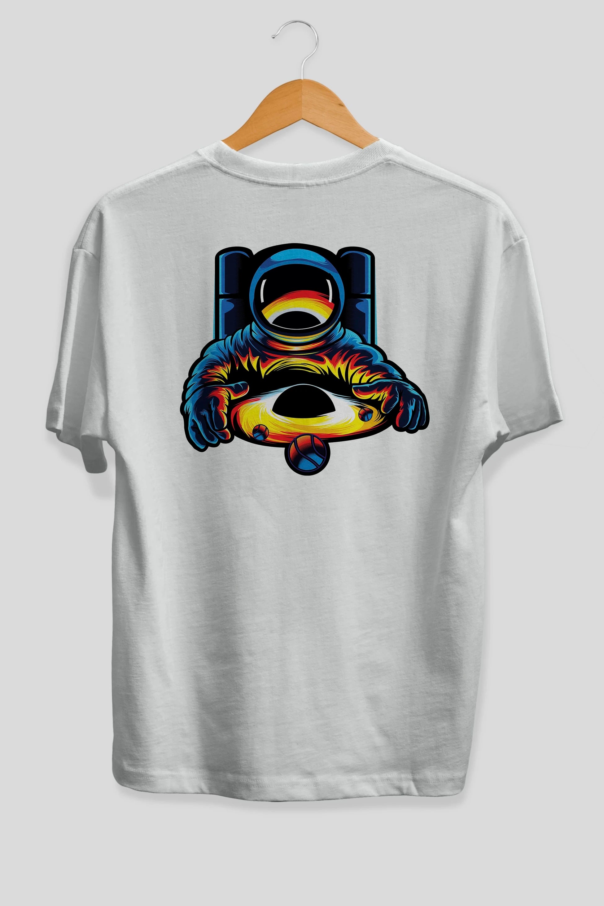 Astronaut & Black Hole Arka Baskılı Oversize t-shirt Erkek Kadın Unisex