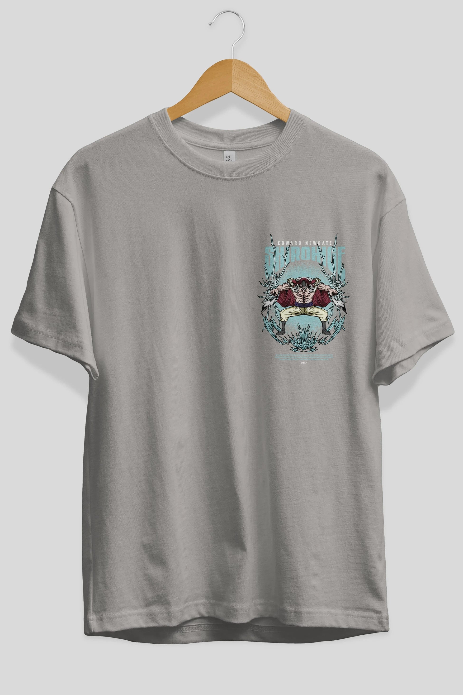 Shirohige Ön Sol Baskılı Oversize t-shirt Erkek Kadın Unisex %100 Pamuk Bisiklet Yaka tişort