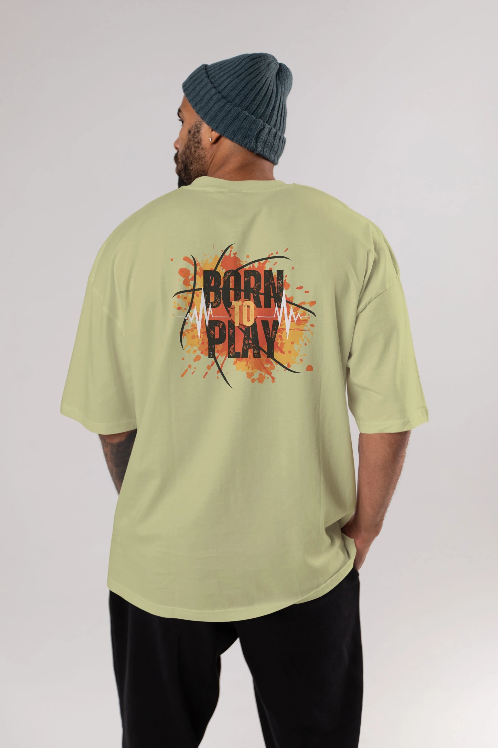Born to Play Yazılı Arka Baskılı Oversize t-shirt Erkek Kadın Unisex