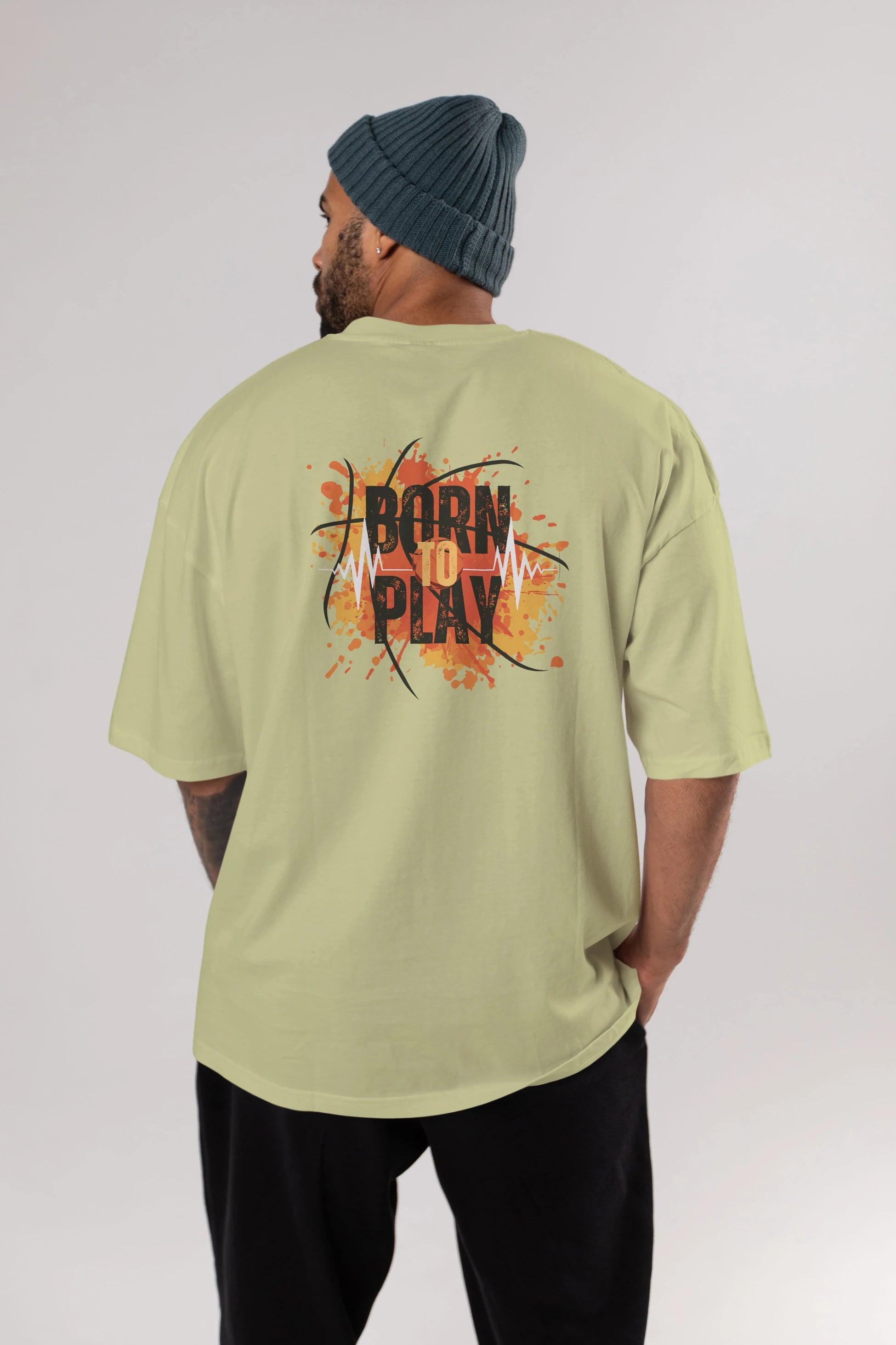 Born to Play Yazılı Arka Baskılı Oversize t-shirt Erkek Kadın Unisex