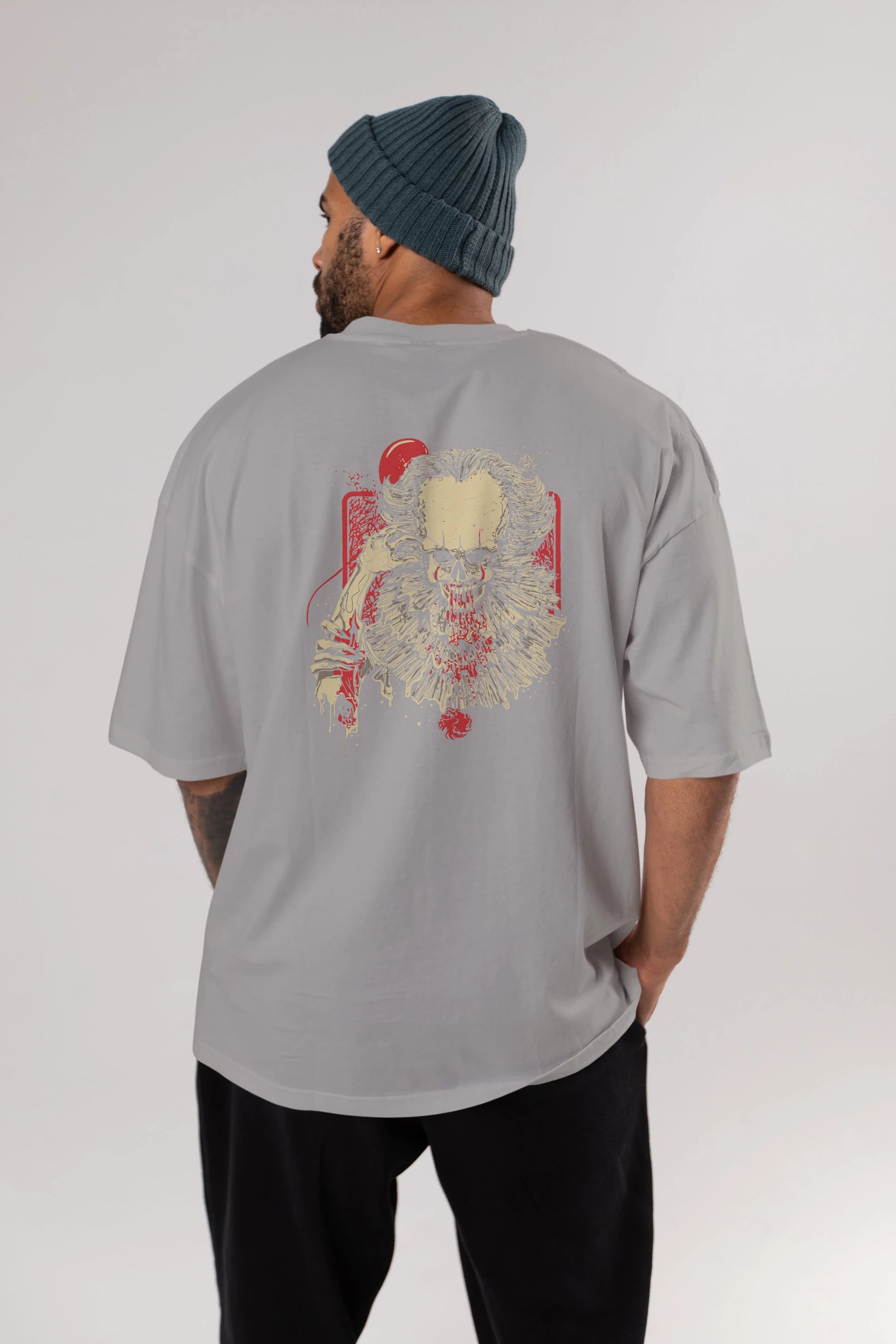 it (2) Arka Baskılı Oversize t-shirt Erkek Kadın Unisex %100 Pamuk Bisiklet Yaka tişort