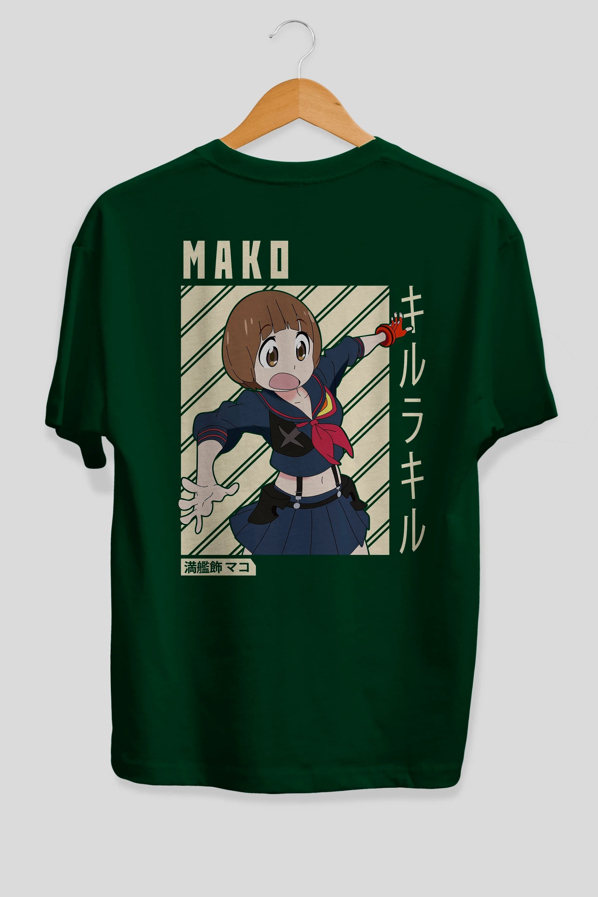 Mako Mankanshoku 1 Anime Arka Baskılı Oversize t-shirt Erkek Kadın Unisex