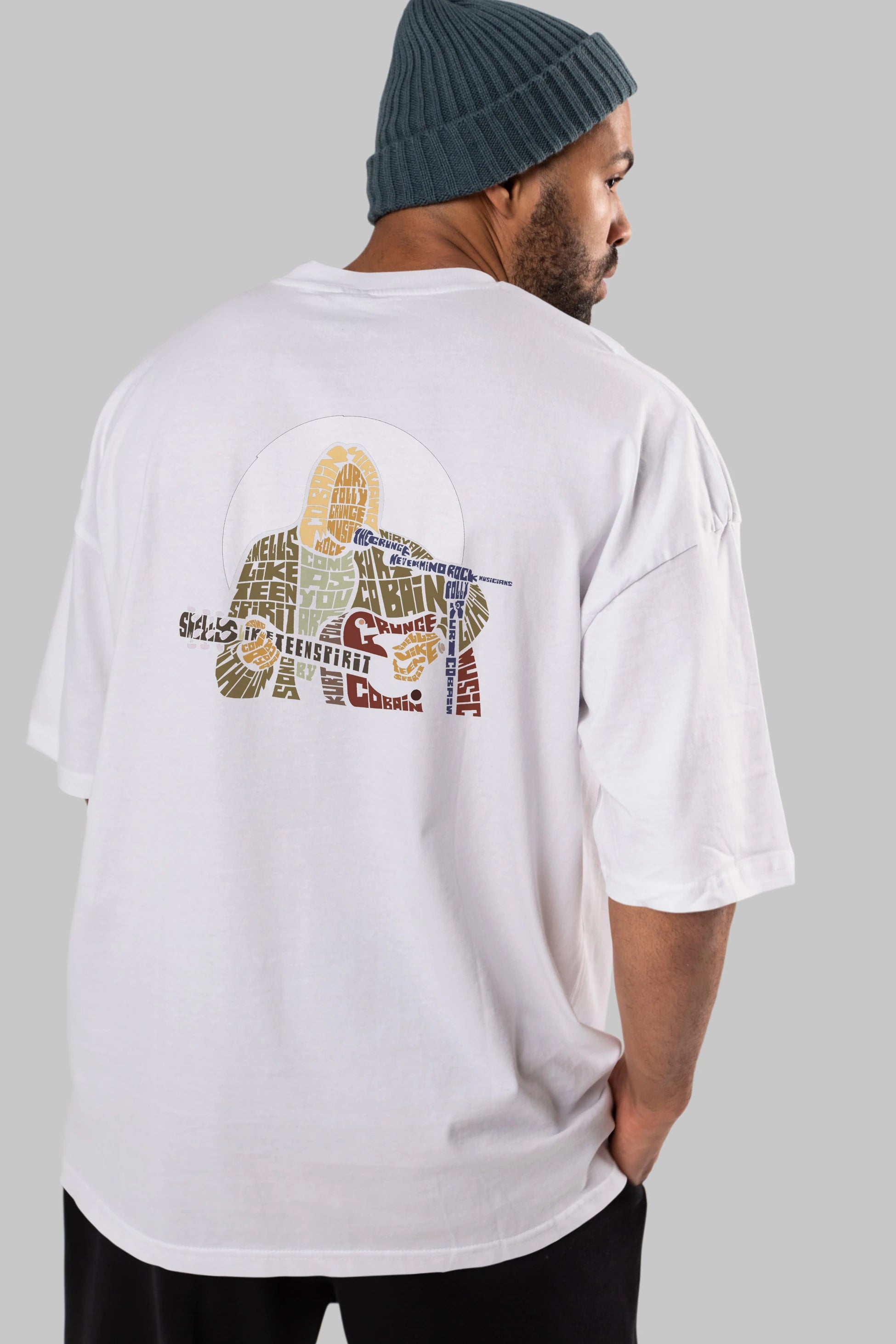 Kurt Cobain Arka Baskılı Oversize t-shirt %100 pamuk Erkek Kadın Unisex