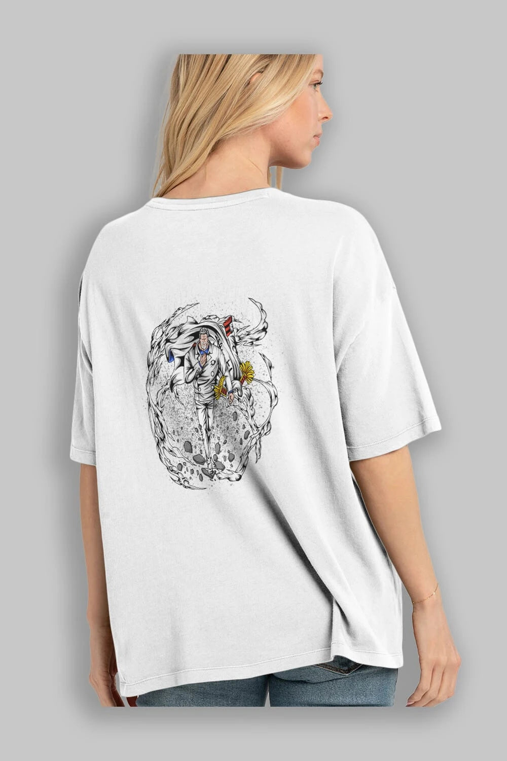Monkey D. Garp Anime Arka Baskılı Oversize t-shirt Erkek Kadın Unisex