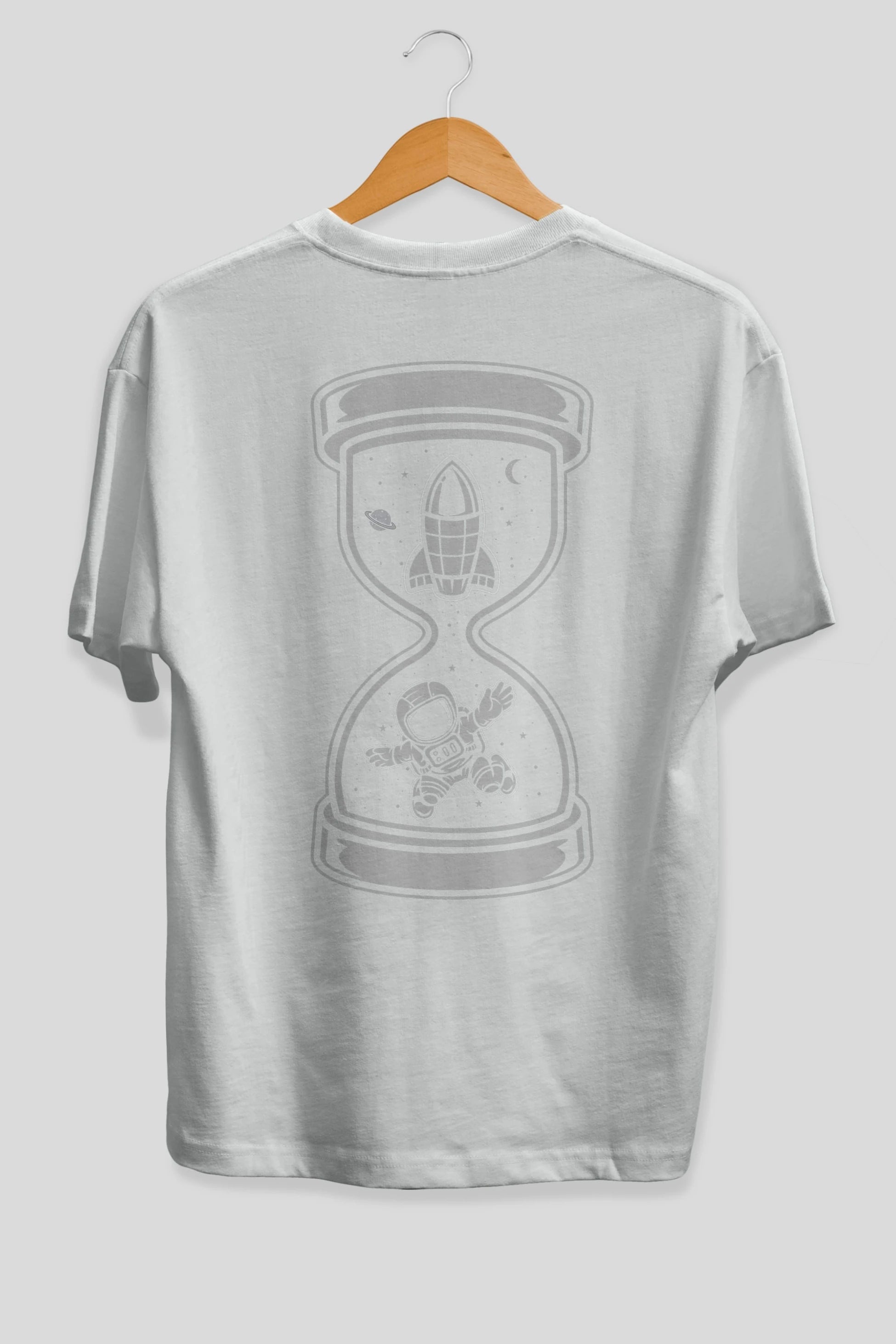 Astronaut Time Arka Baskılı Oversize t-shirt Erkek Kadın Unisex
