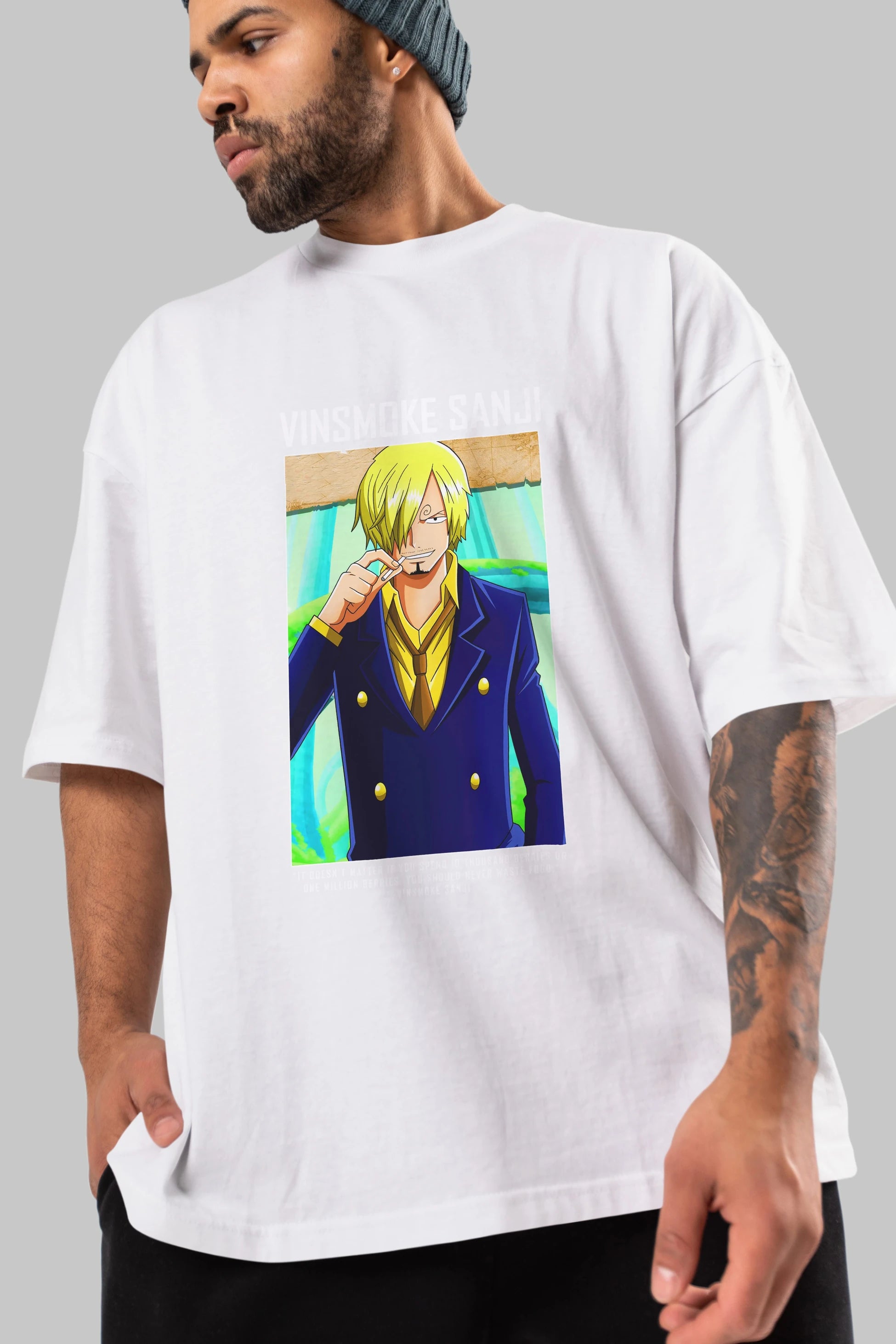 Sanji 2 Anime Ön Baskılı Oversize t-shirt Erkek Kadın Unisex