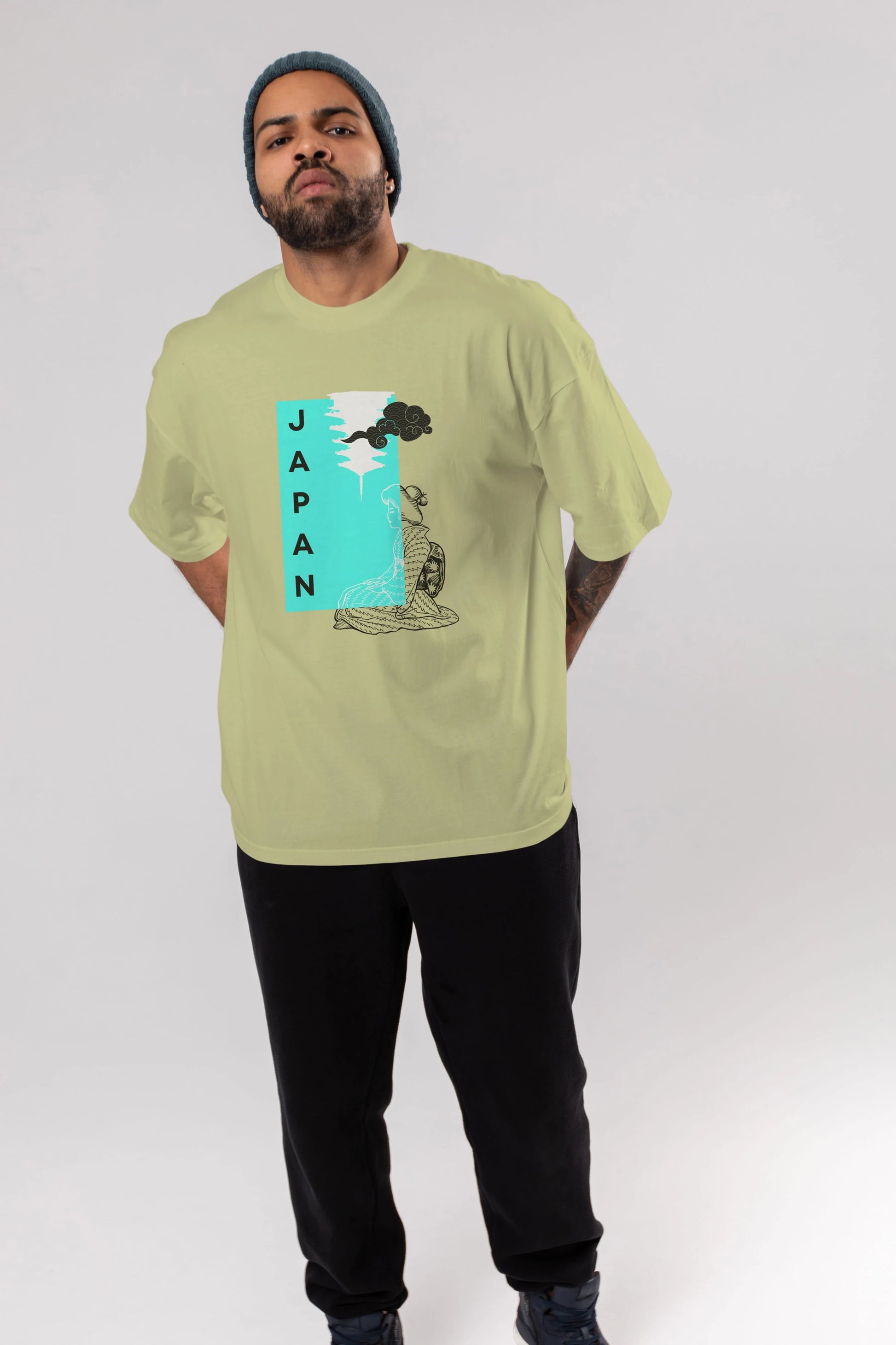 Japan Yazılı Streetwear Ön Baskılı Oversize t-shirt Erkek Kadın Unisex