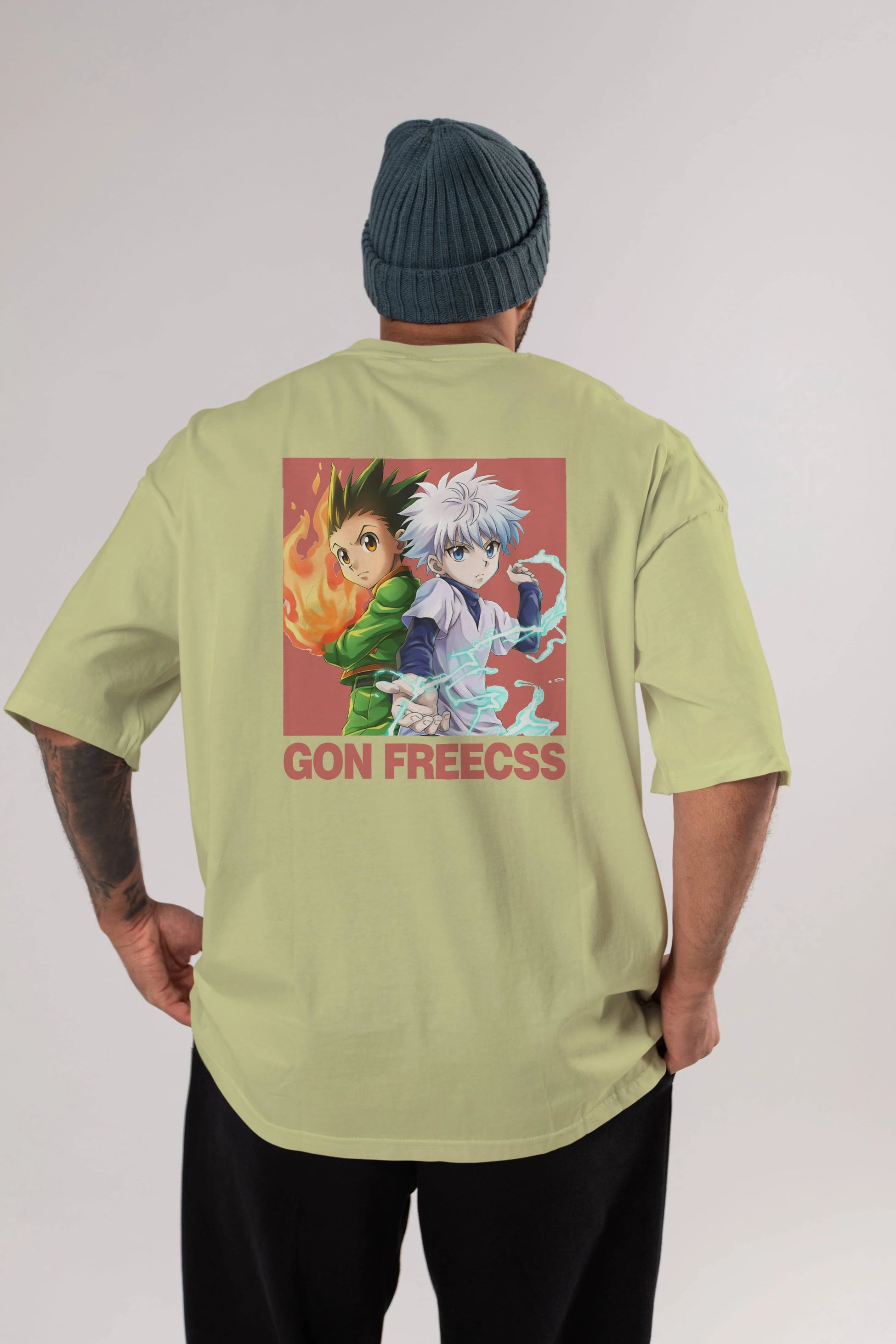 Gon Freecss HUNTER X HUNTER 4 Anime Arka Baskılı Oversize t-shirt Erkek Kadın Unisex