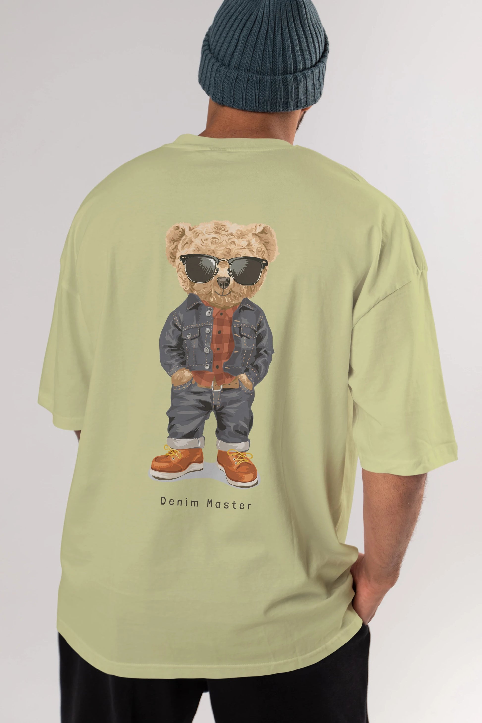 Teddy Bear Tarz Arka Baskılı Oversize t-shirt Erkek Kadın Unisex %100 Pamuk
