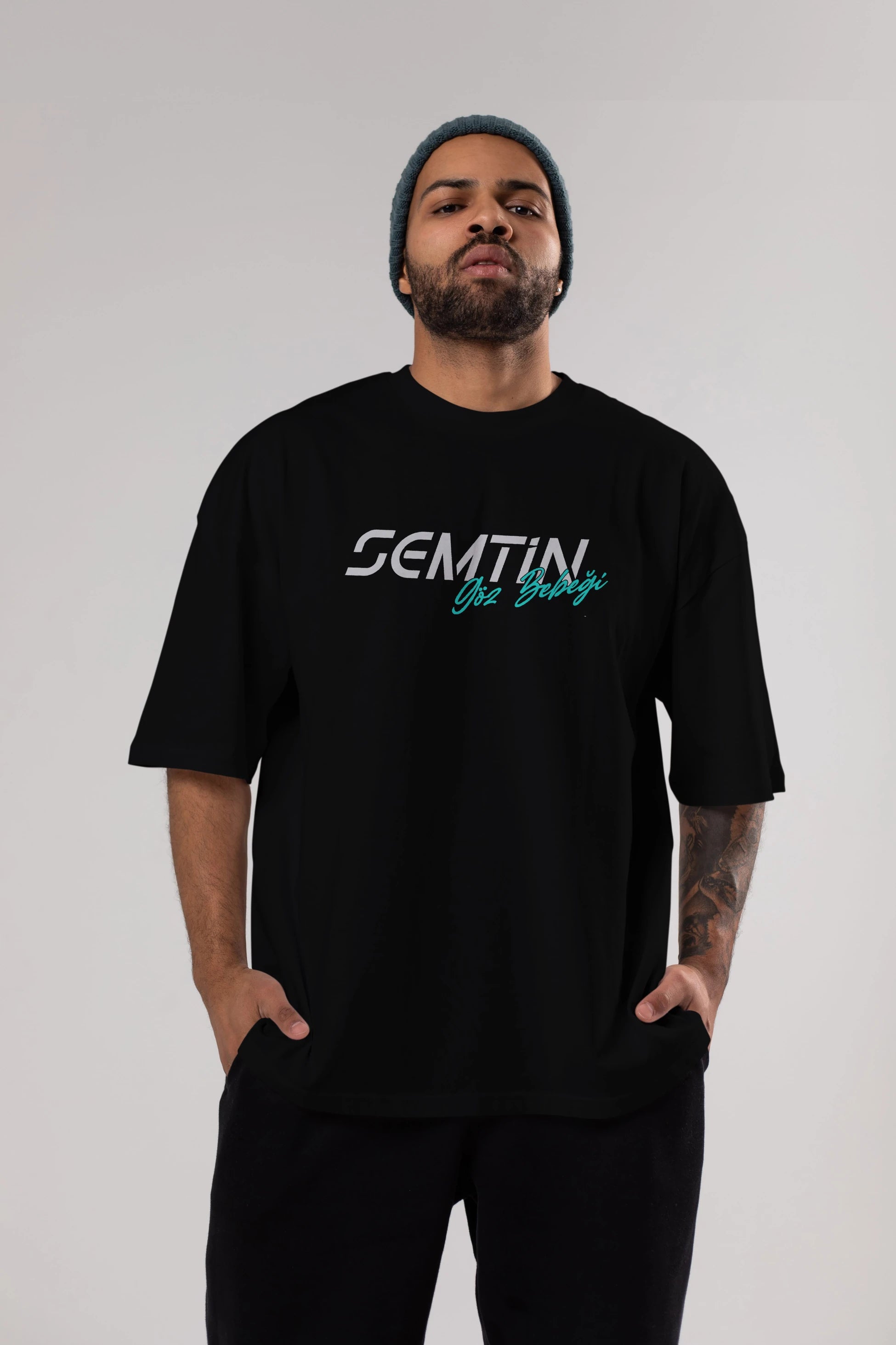 Semtin Göz Bebeği Ön Baskılı Oversize t-shirt %100 pamuk Erkek Kadın Unisex
