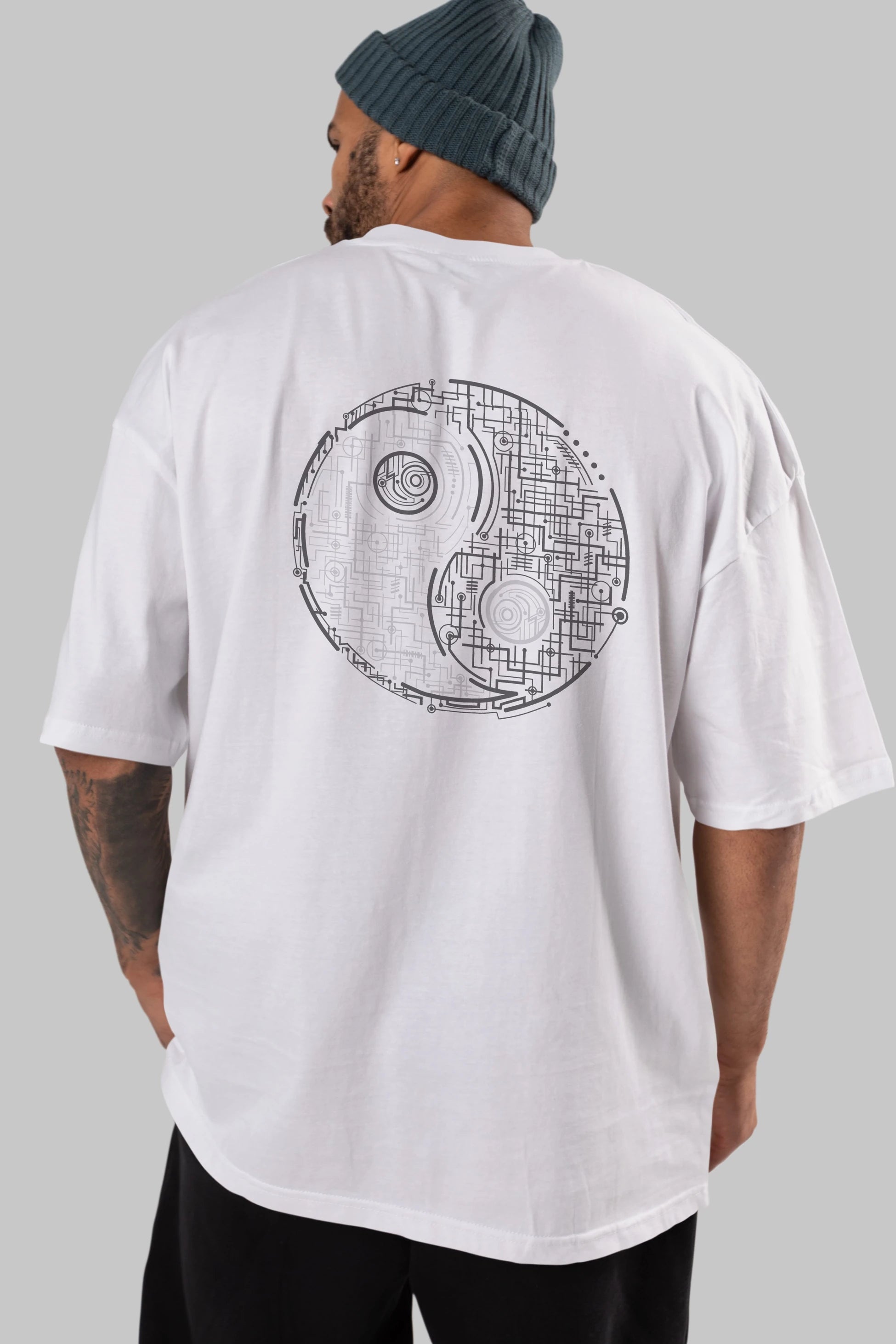 Electric Balance Arka Baskılı Oversize t-shirt %100 pamuk Erkek Kadın Unisex