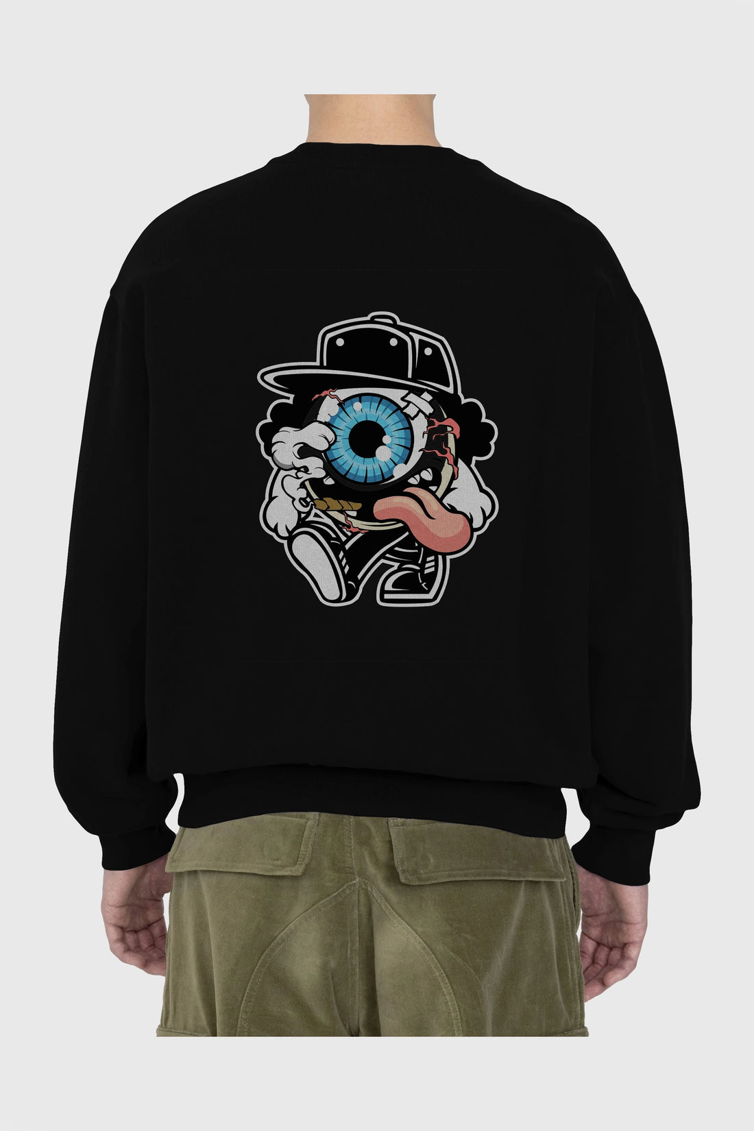 Eyeball Arka Baskılı Oversize Sweatshirt Erkek Kadın Unisex