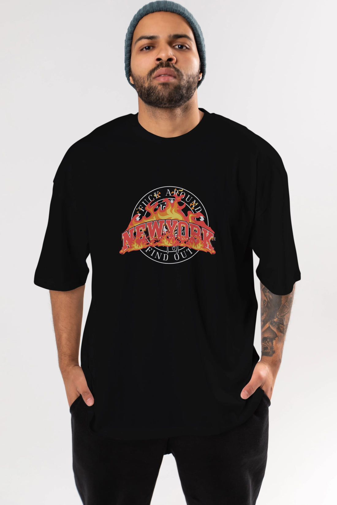 Newyork Style Ön Baskılı Oversize t-shirt Erkek Kadın Unisex
