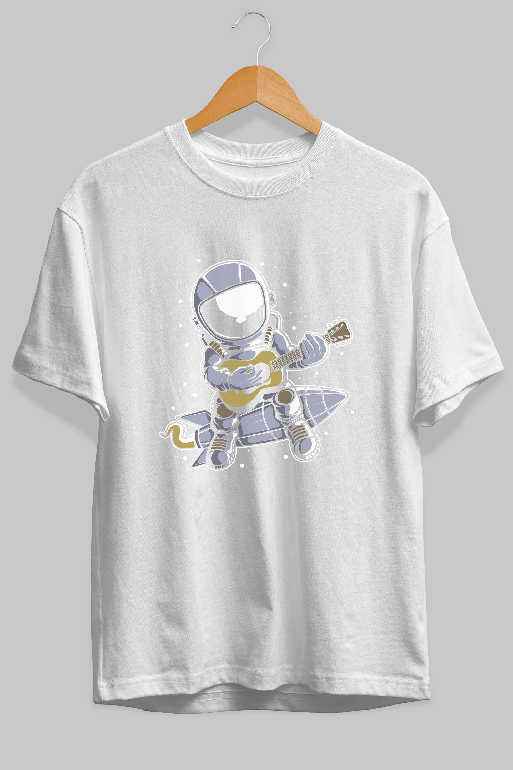 Astronaut Guitar (2) Ön Baskılı Oversize t-shirt Erkek Kadın Unisex