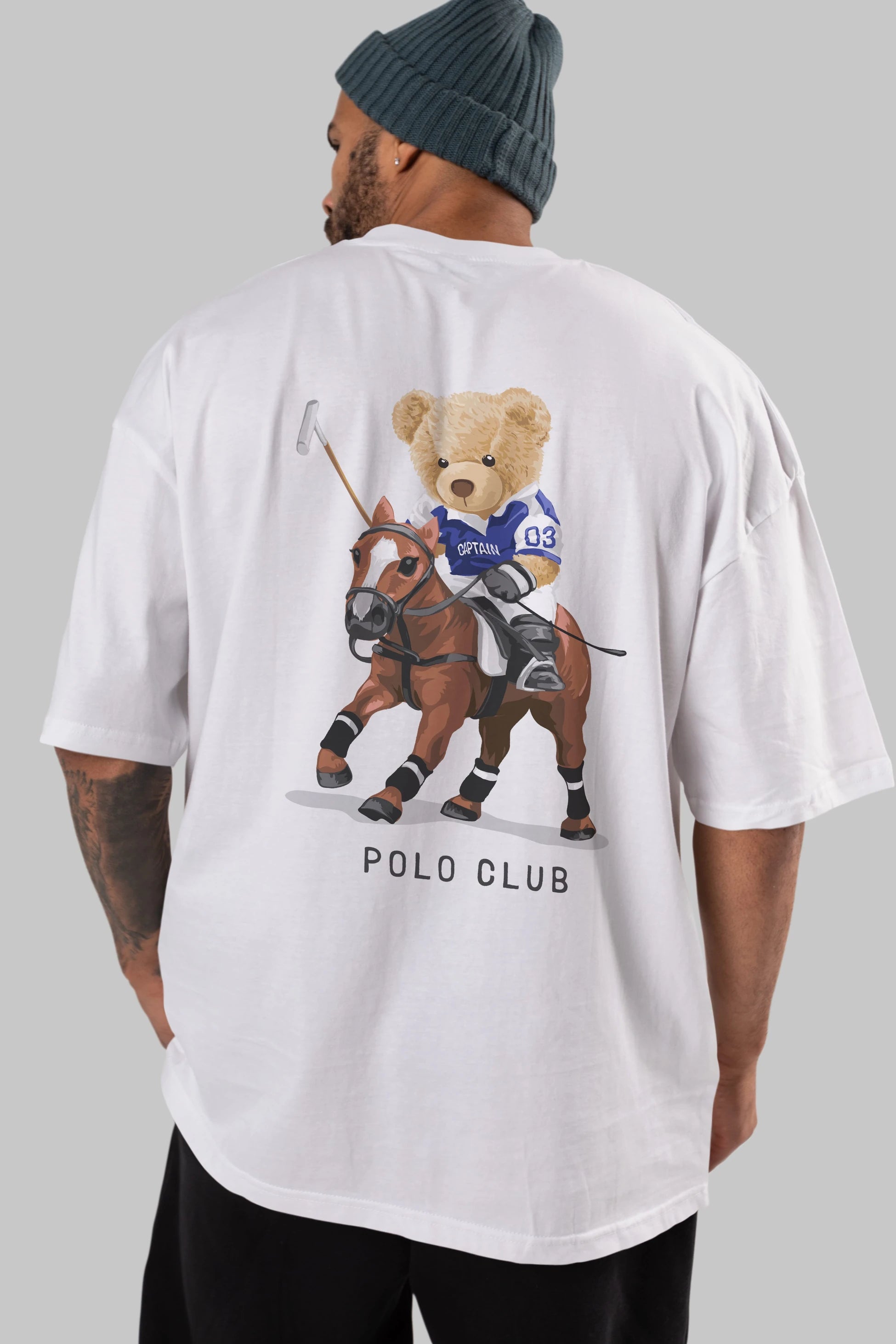 Teddy Bear Polo Club Arka Baskılı Oversize t-shirt Erkek Kadın Unisex %100 Pamuk