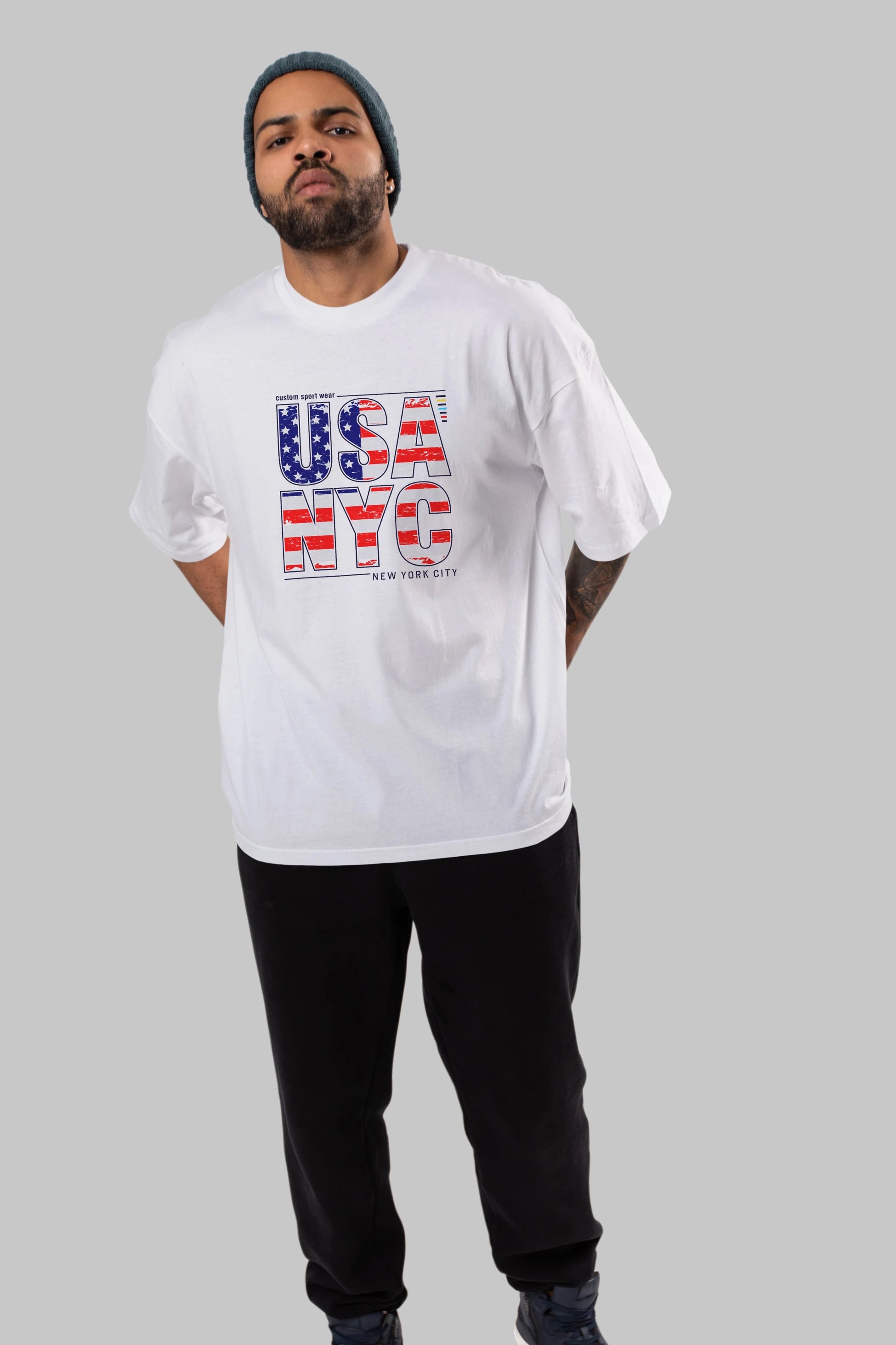 Usa NYC Ön Baskılı Oversize t-shirt Erkek Kadın Unisex