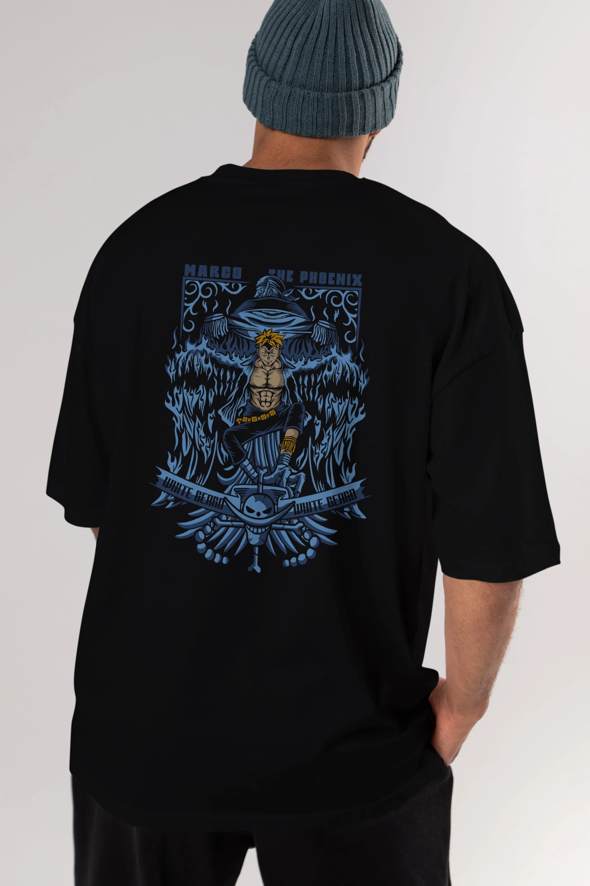 MARCO EL FENIX One Piece Anime Arka Baskılı Oversize t-shirt Erkek Kadın Unisex