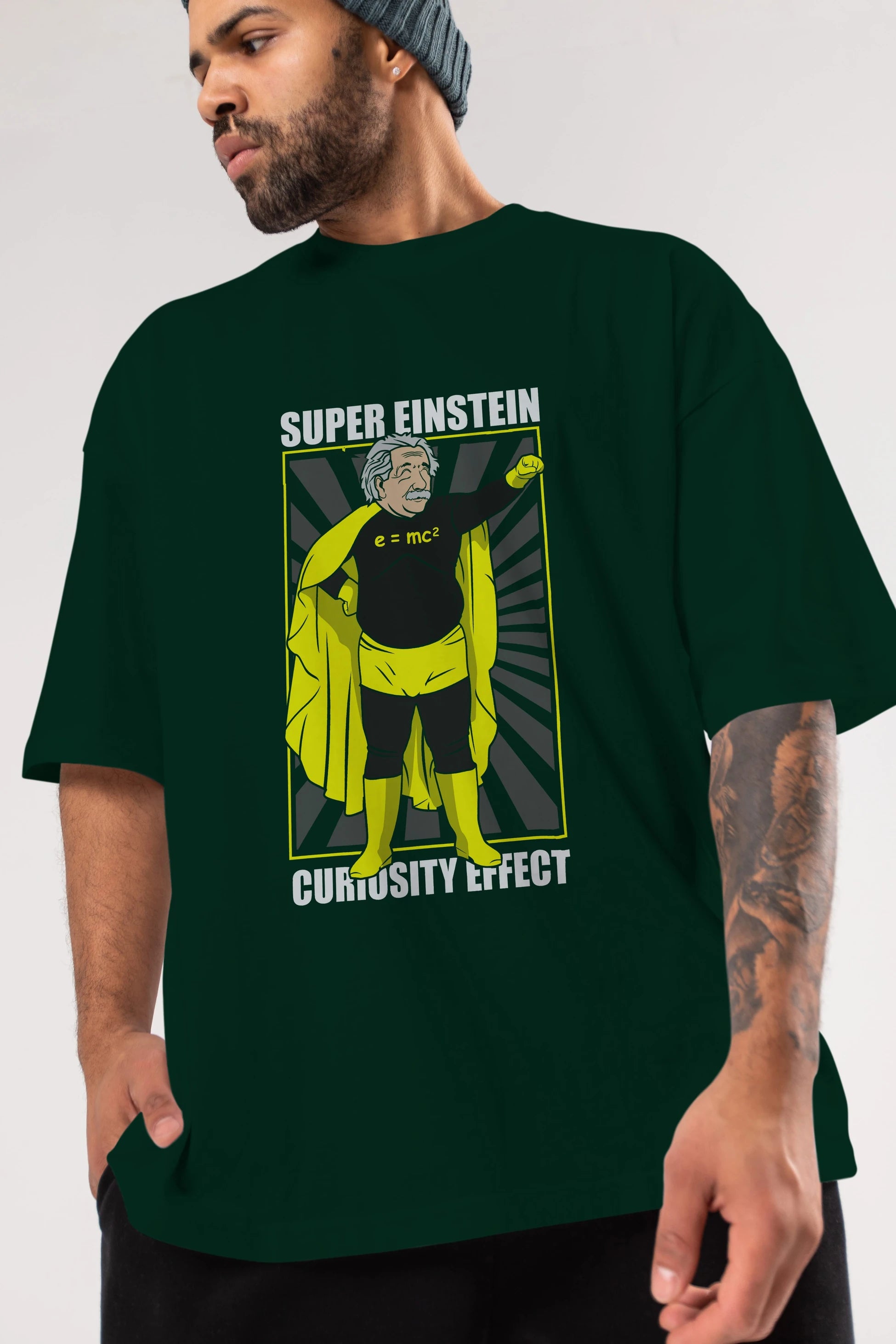 Super Einsten Ön Baskılı Oversize t-shirt Erkek Kadın Unisex %100 Pamuk tişort