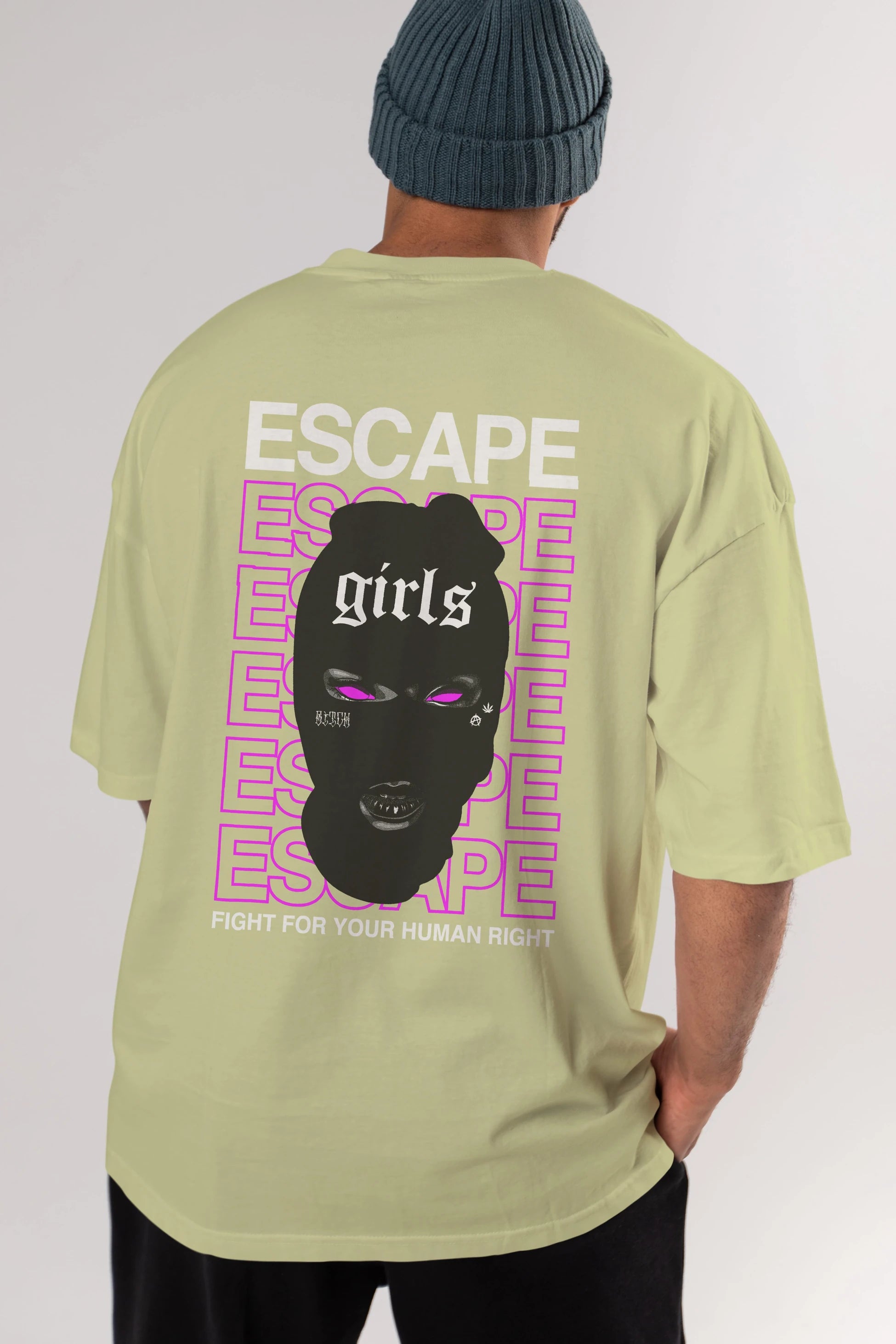 Escape Girl Arka Baskılı Oversize t-shirt Erkek Kadın Unisex