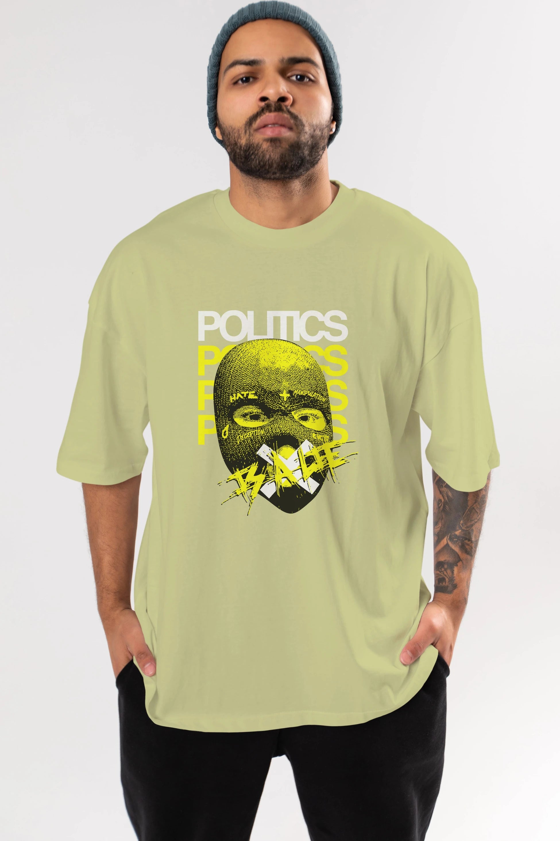 Politics is a Lie Ön Baskılı Oversize t-shirt Erkek Kadın Unisex