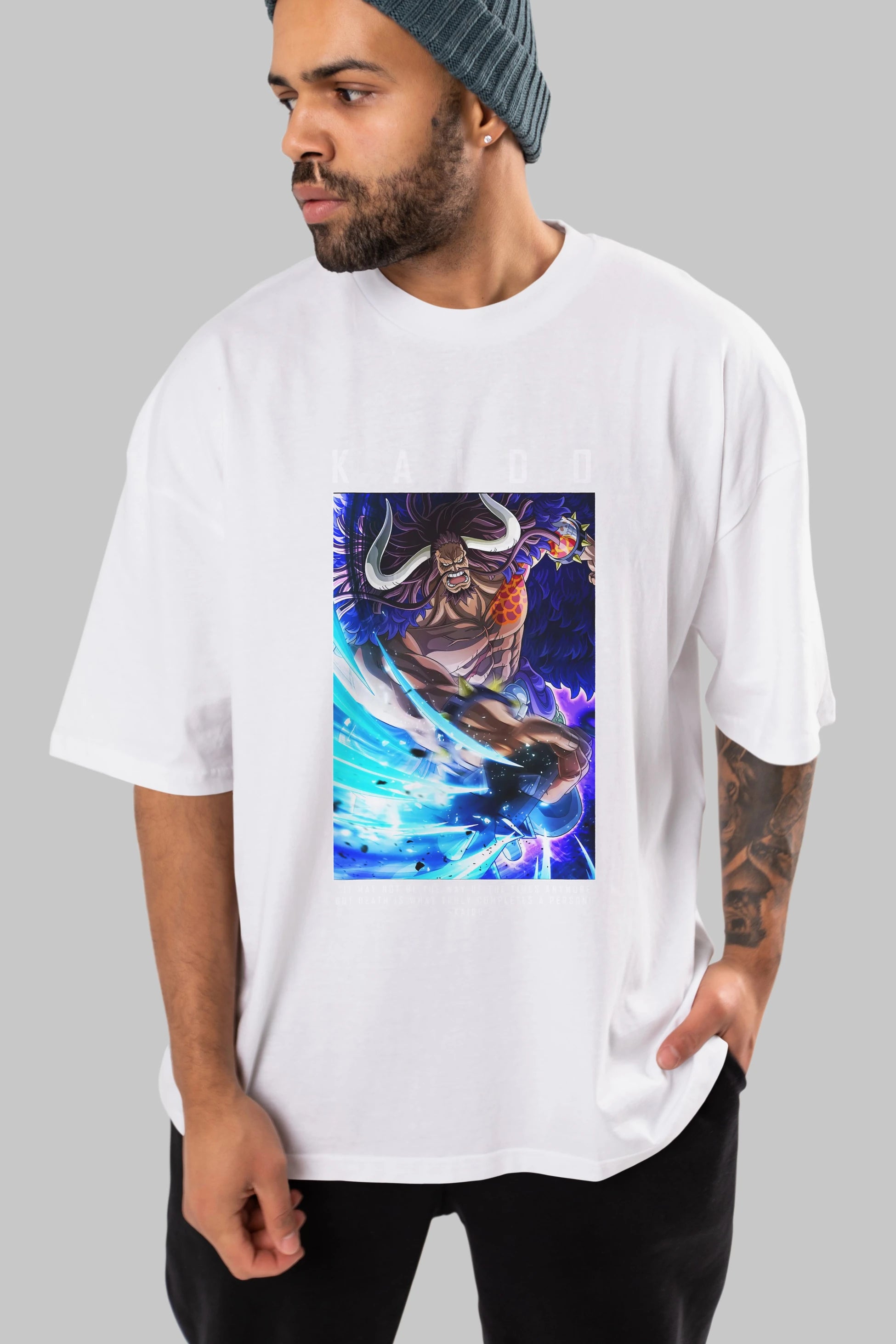 Kaido 2 Anime Ön Baskılı Oversize t-shirt Erkek Kadın Unisex