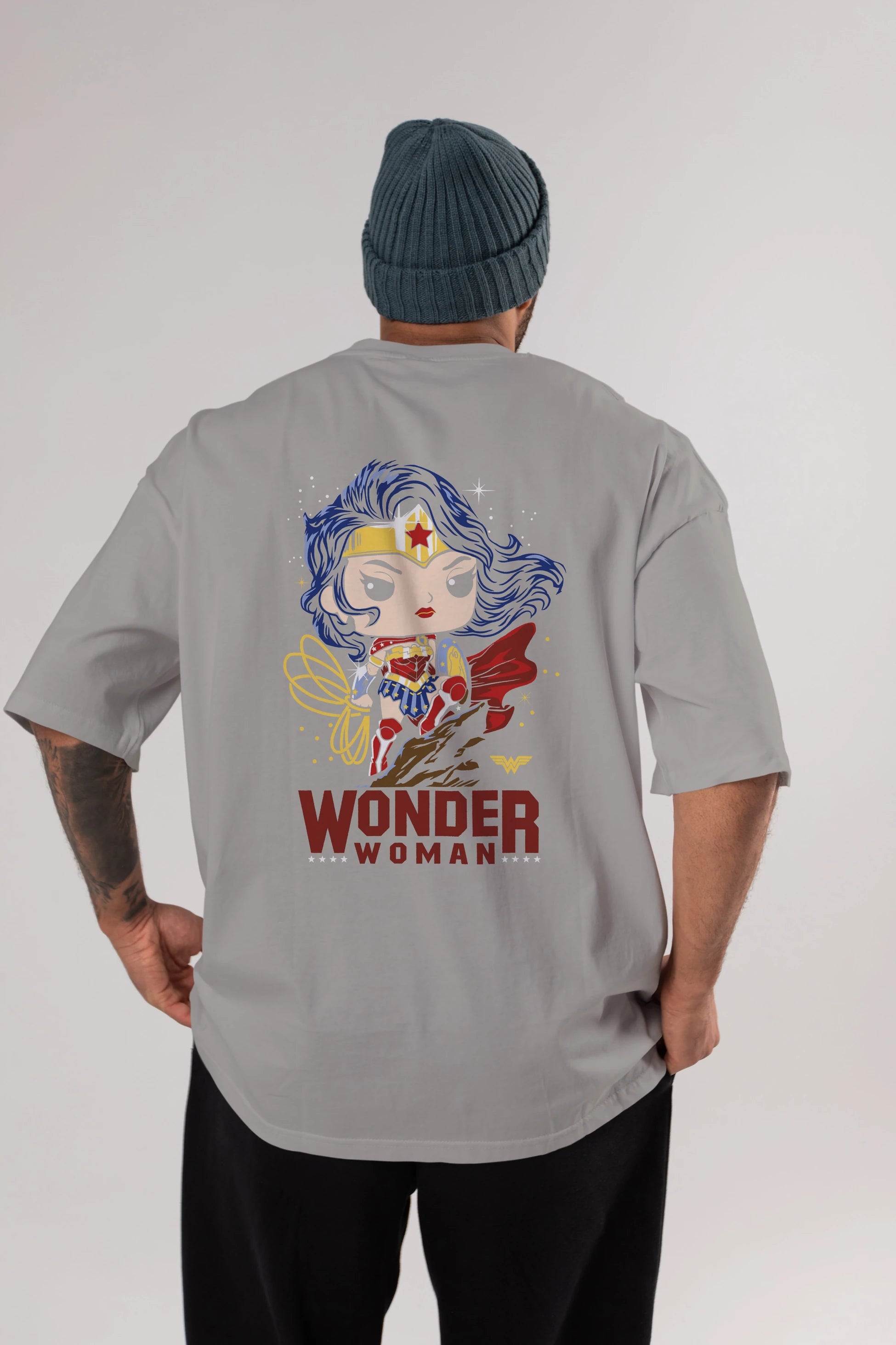 Wonder Woman (2) Arka Baskılı Oversize t-shirt Erkek Kadın Unisex %100 Pamuk Bisiklet Yaka tişort