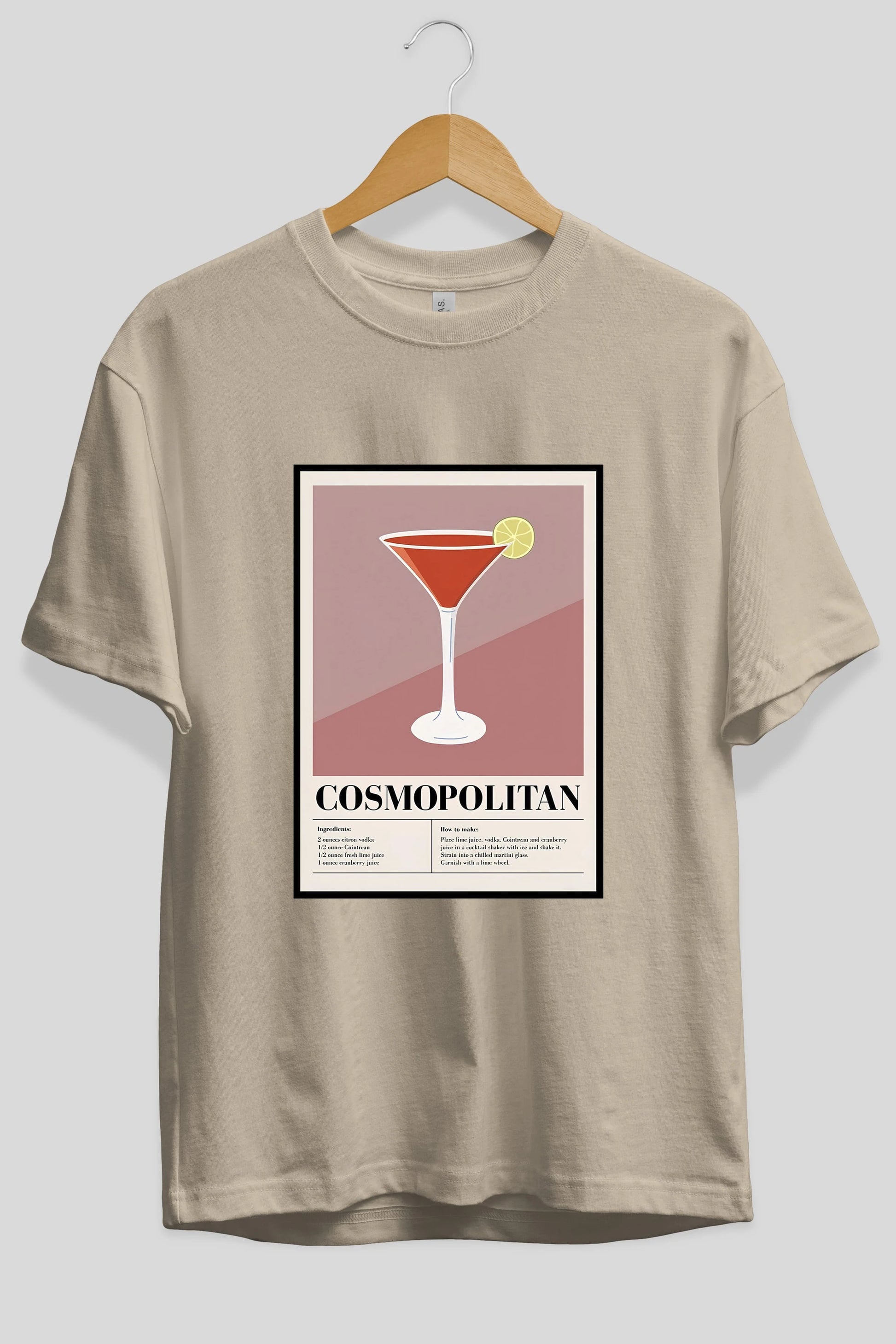 Cosmopolitan 3 Ön Baskılı Oversize t-shirt Erkek Kadın Unisex %100 Pamuk Bisiklet Yaka tişort