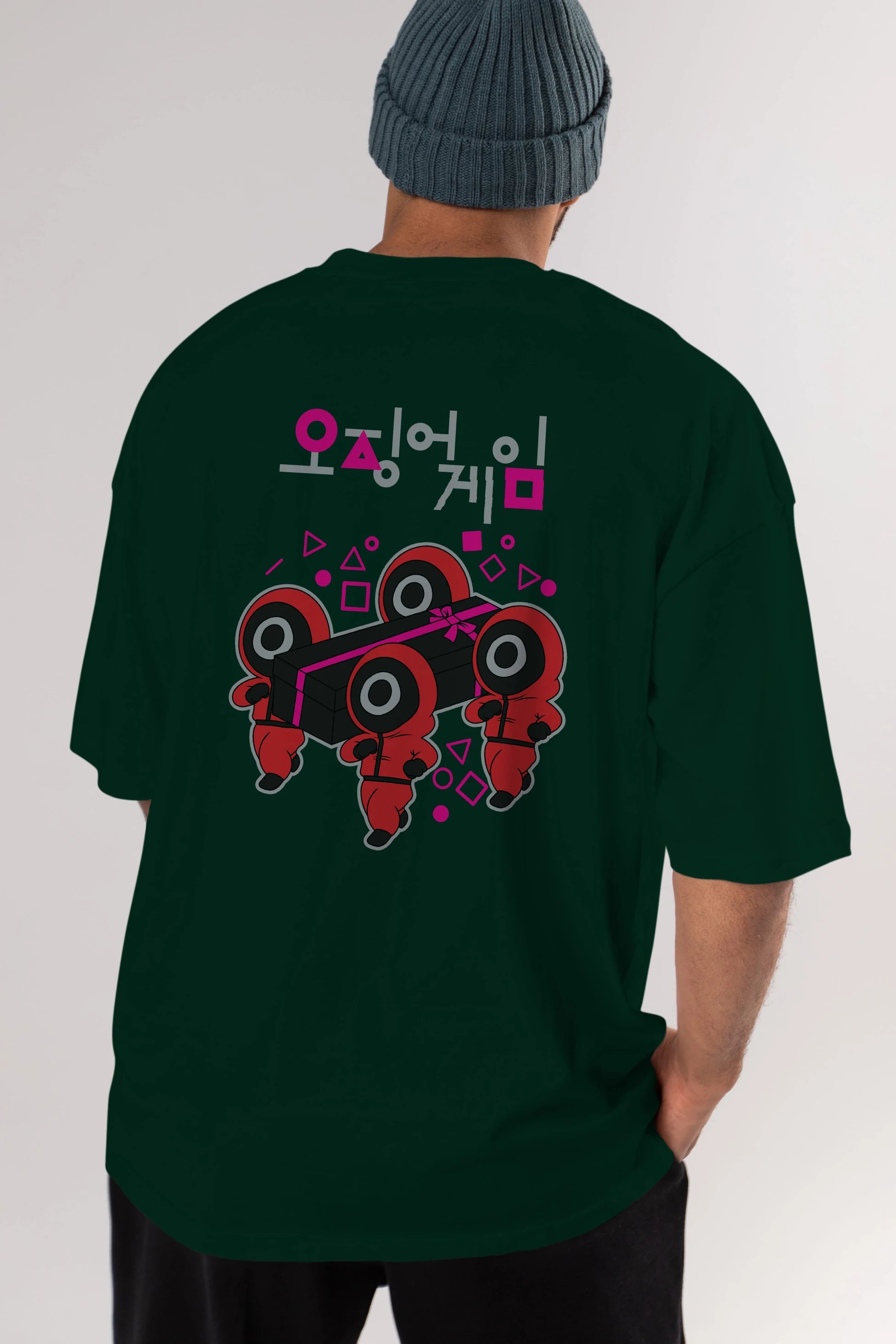 Squid Game (6) Arka Baskılı Oversize t-shirt Erkek Kadın Unisex %100 Pamuk Bisiklet Yaka tişort