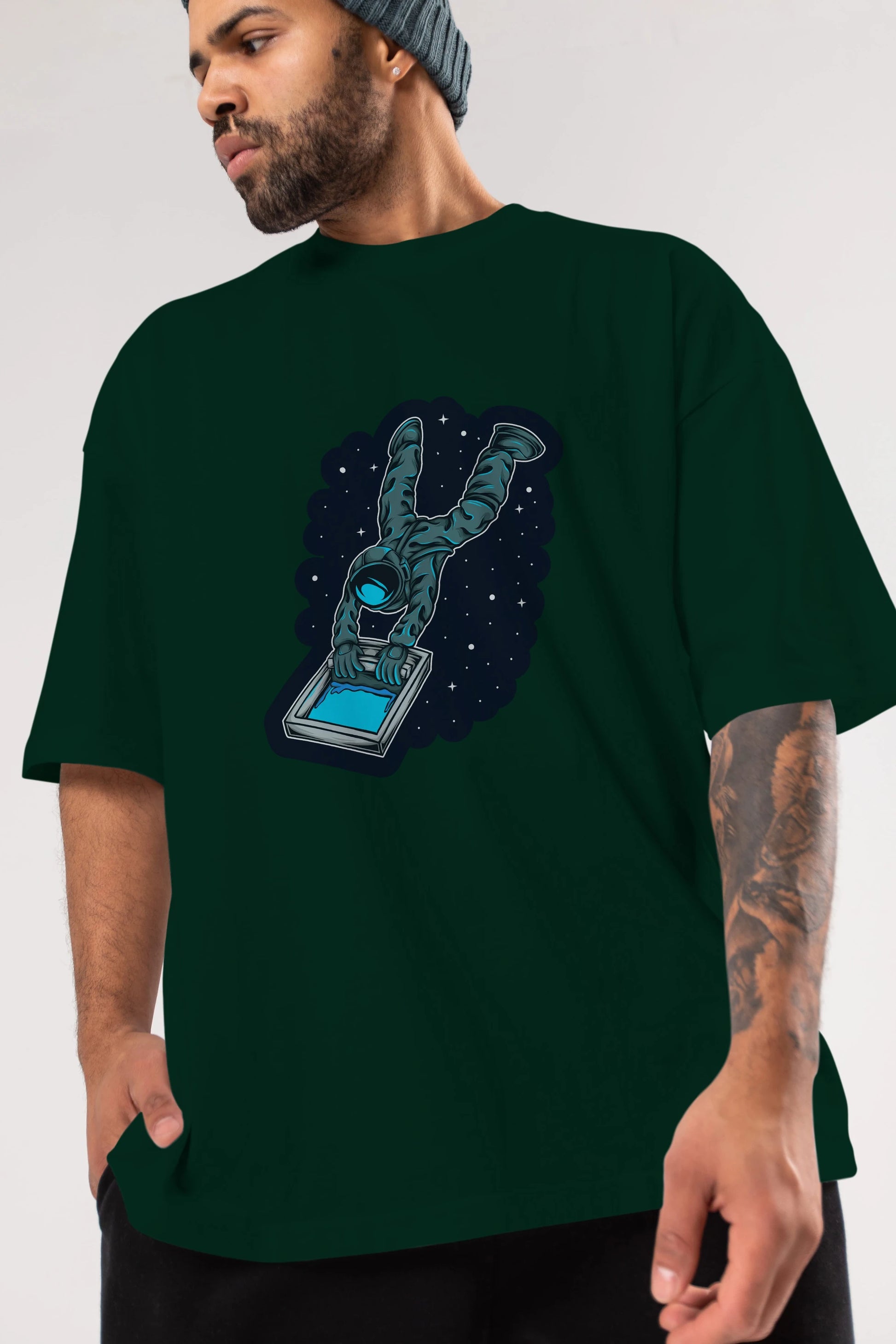 Astroscreen Sticker Ön Baskılı Oversize t-shirt Erkek Kadın Unisex
