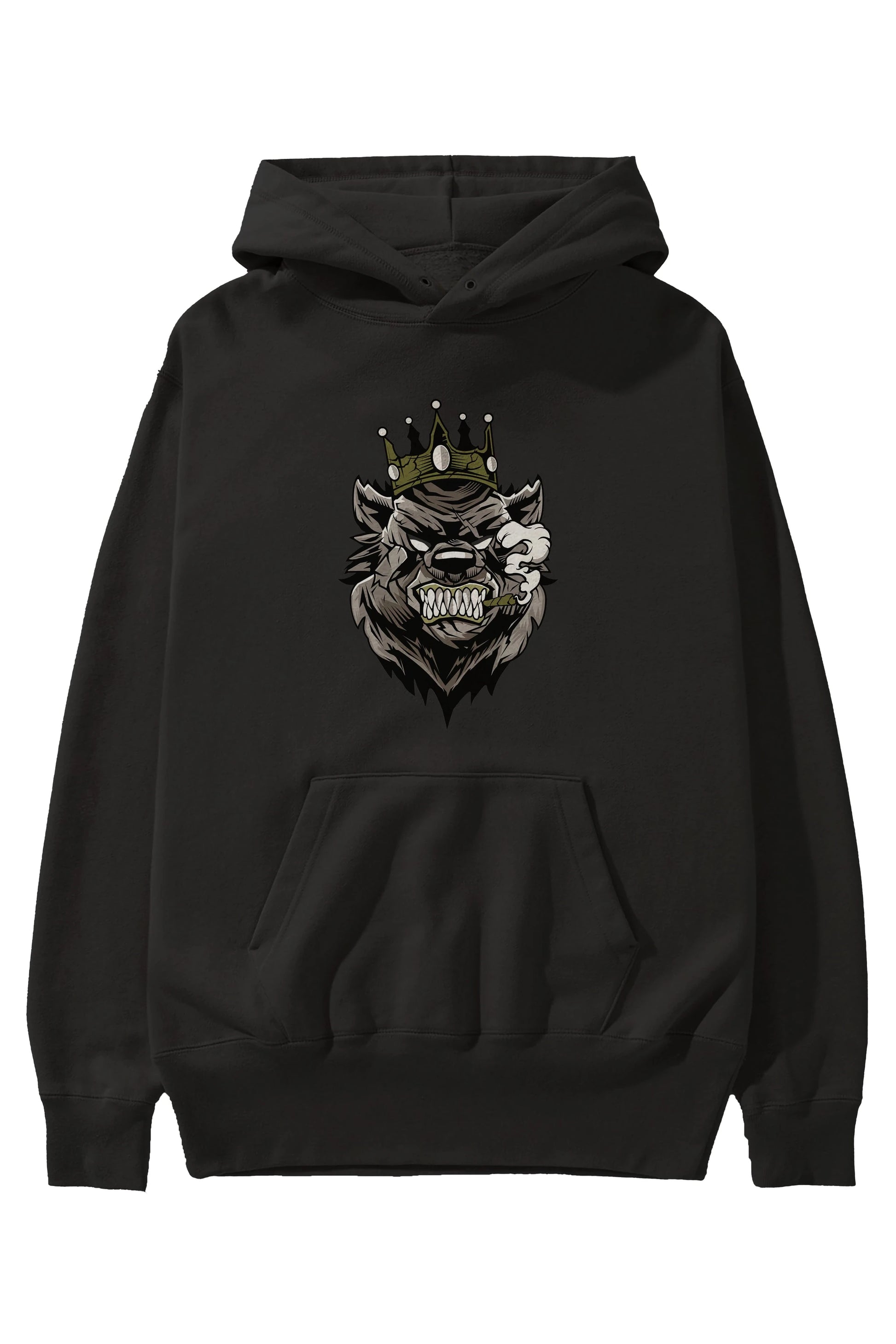 Bear King Ön Baskılı Hoodie Oversize Kapüşonlu Sweatshirt Erkek Kadın Unisex
