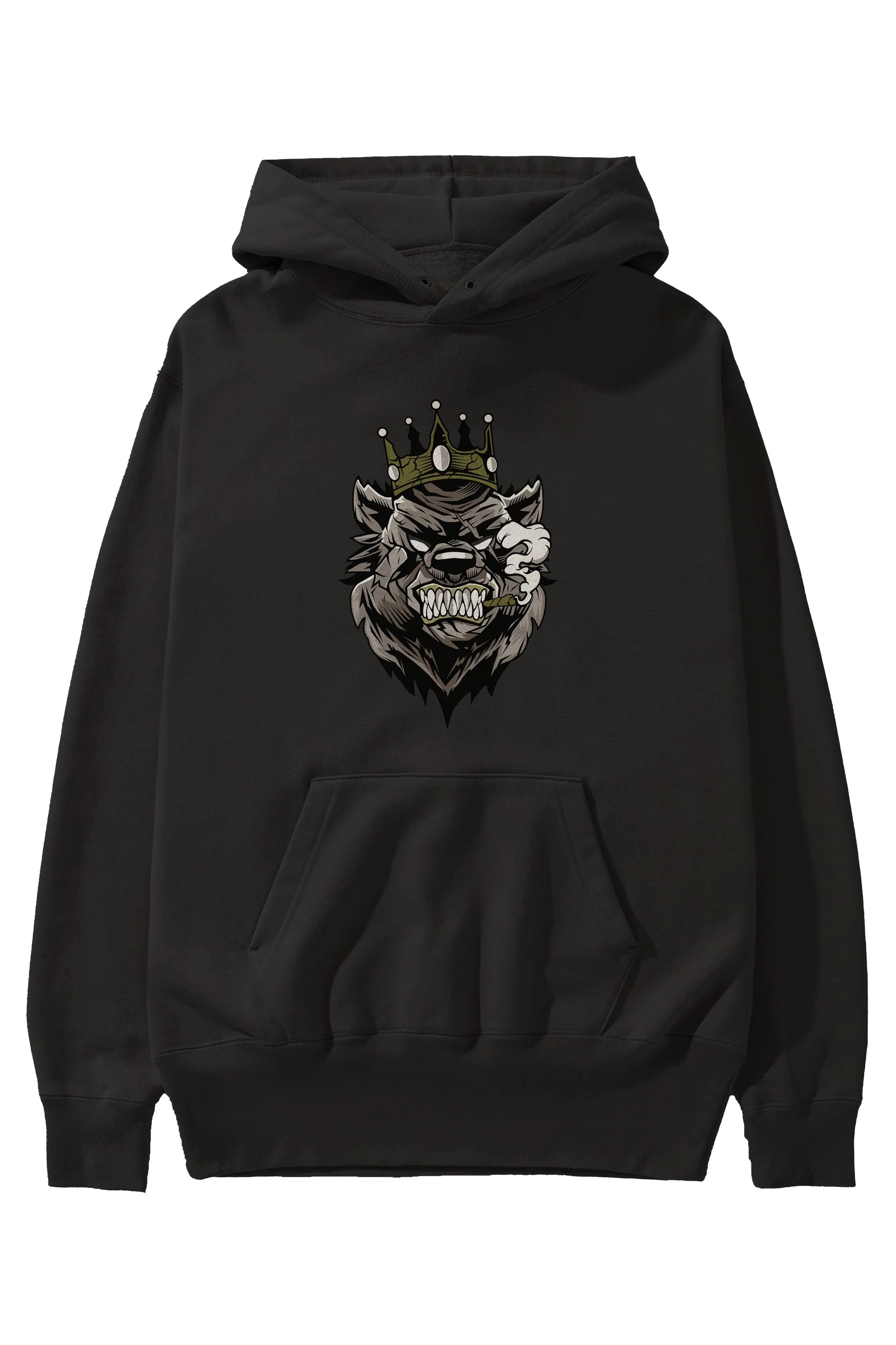 Bear King Ön Baskılı Hoodie Oversize Kapüşonlu Sweatshirt Erkek Kadın Unisex