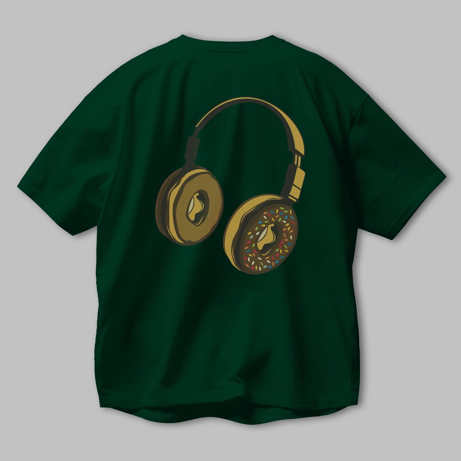 Headphone Donut Arka Baskılı Oversize t-shirt %100 pamuk Erkek Kadın Unisex