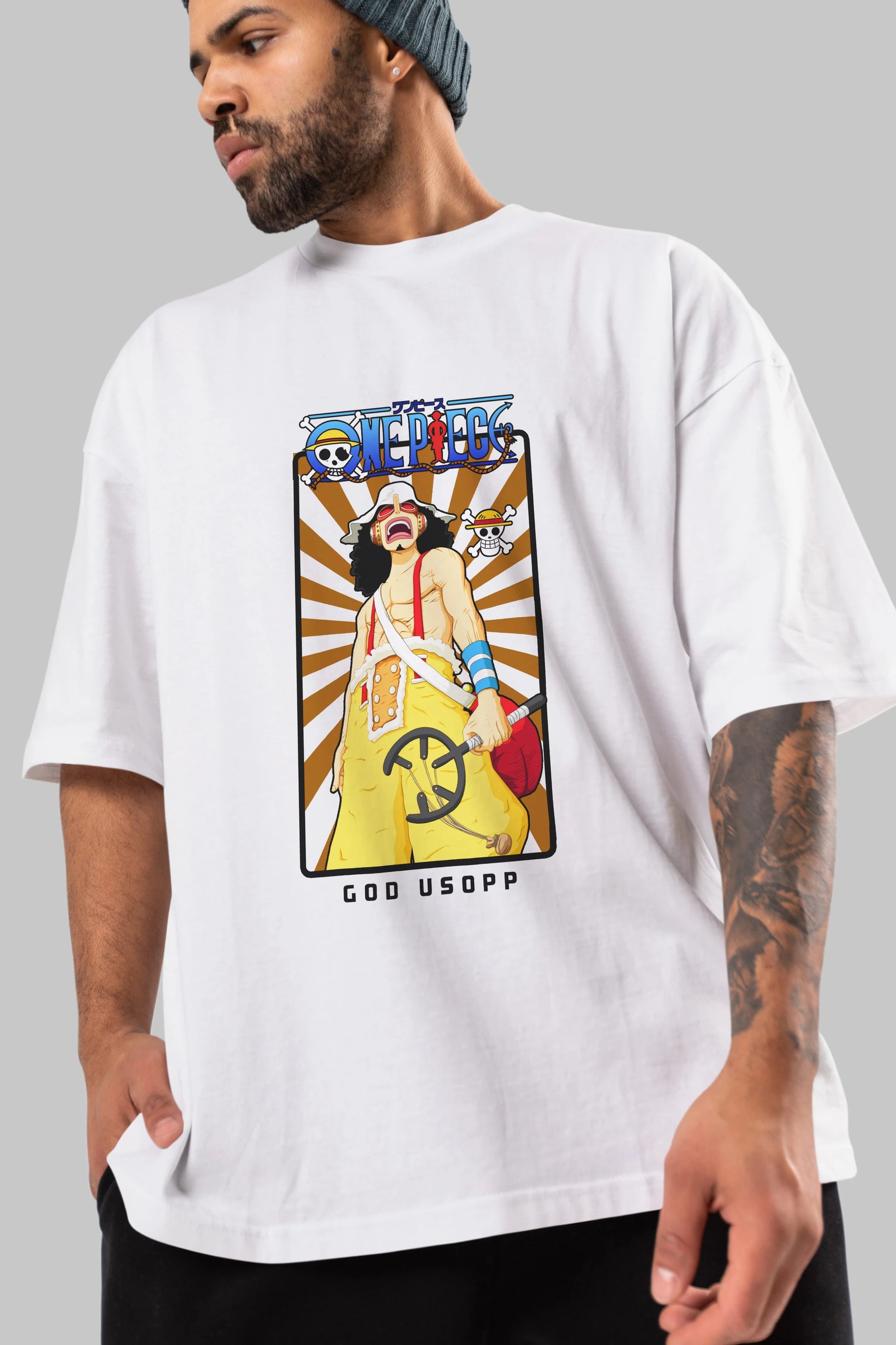 Usopp Anime Ön Baskılı Oversize t-shirt Erkek Kadın Unisex