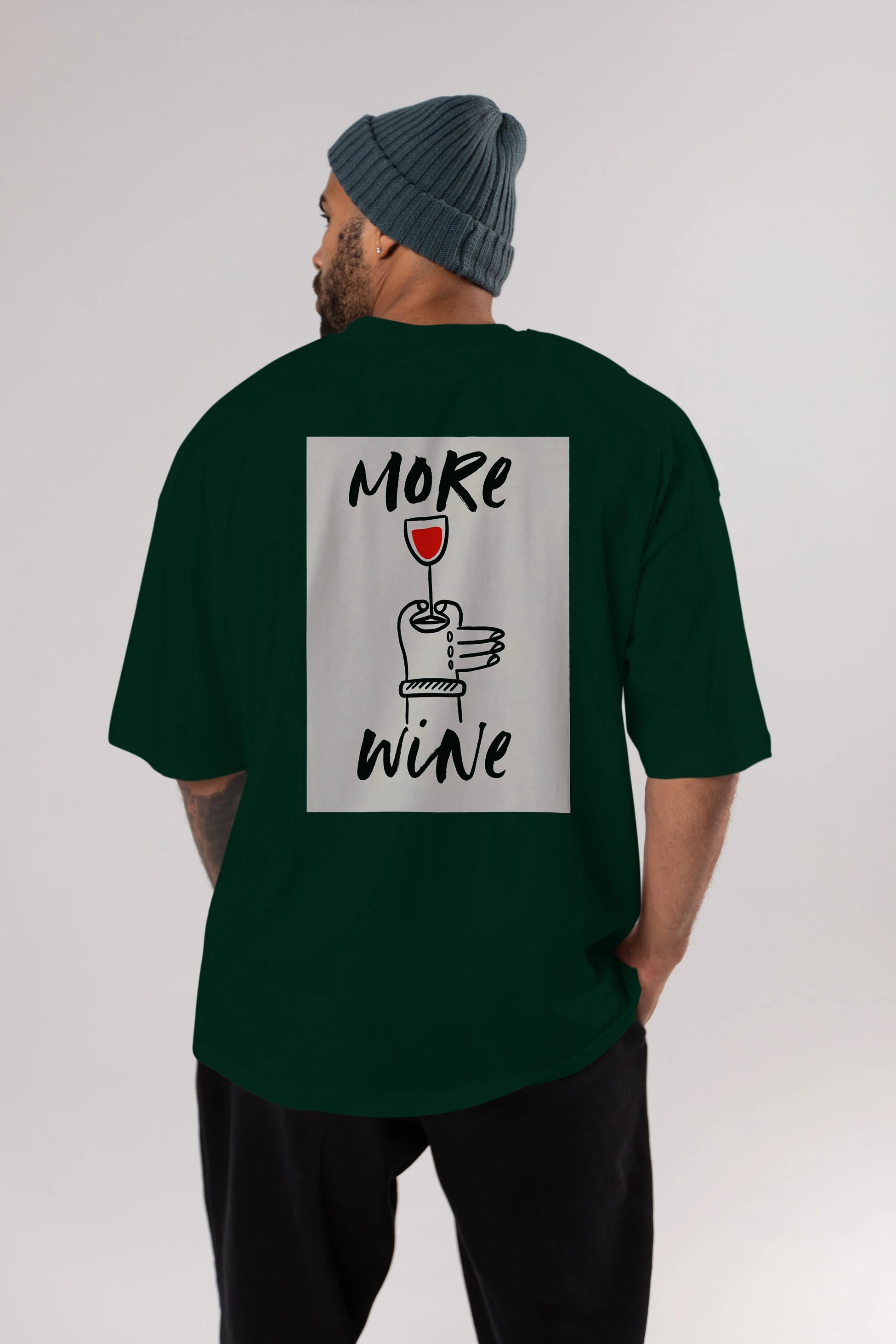 More Wine 2 Arka Baskılı Oversize t-shirt Erkek Kadın Unisex %100 Pamuk Bisiklet Yaka tişort