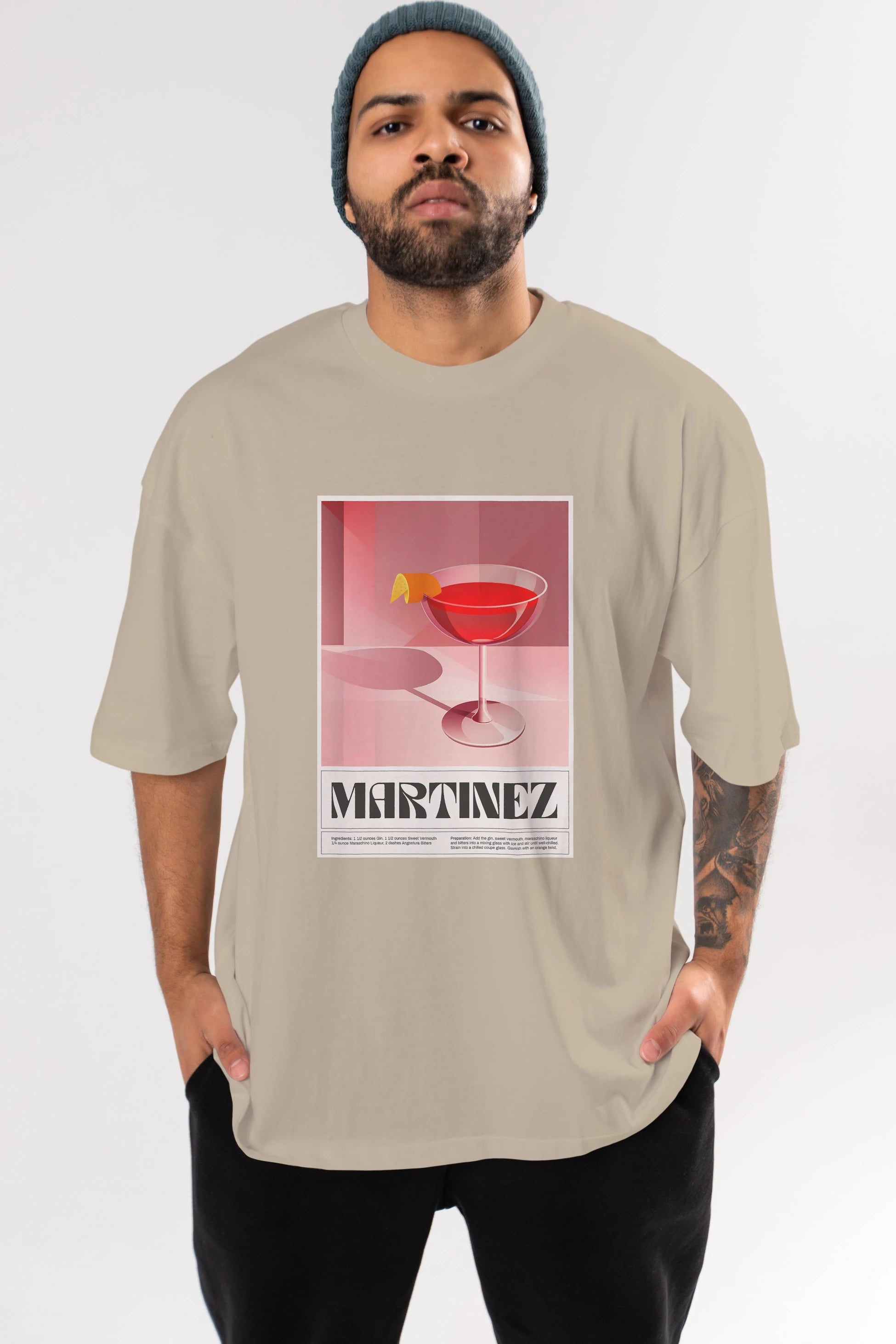 Martinez Ön Baskılı Oversize t-shirt Erkek Kadın Unisex %100 Pamuk Bisiklet Yaka tişort