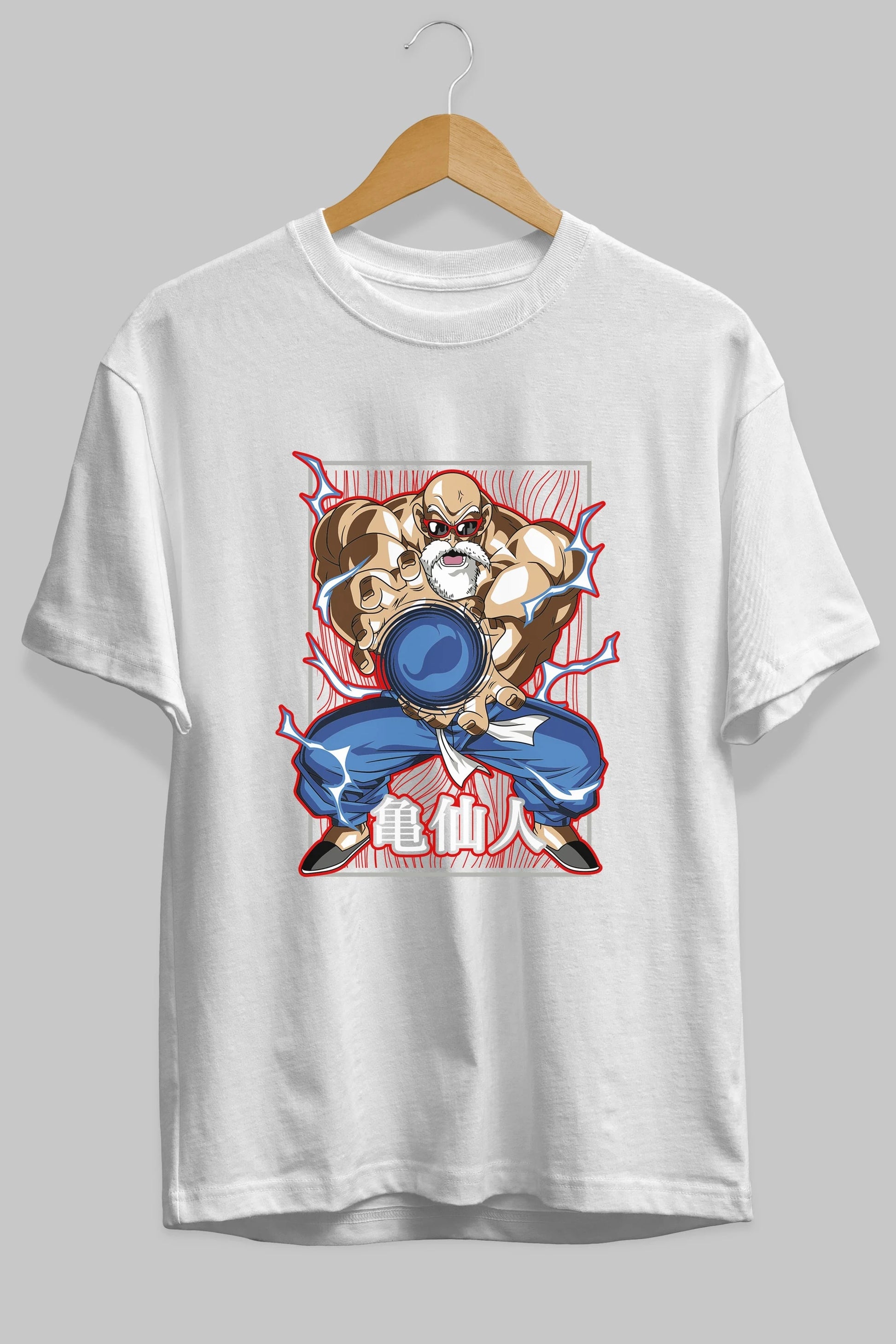 DragonBall MaestroRoshi Anime Ön Baskılı Oversize t-shirt %100 pamuk Erkek Kadın Unisex