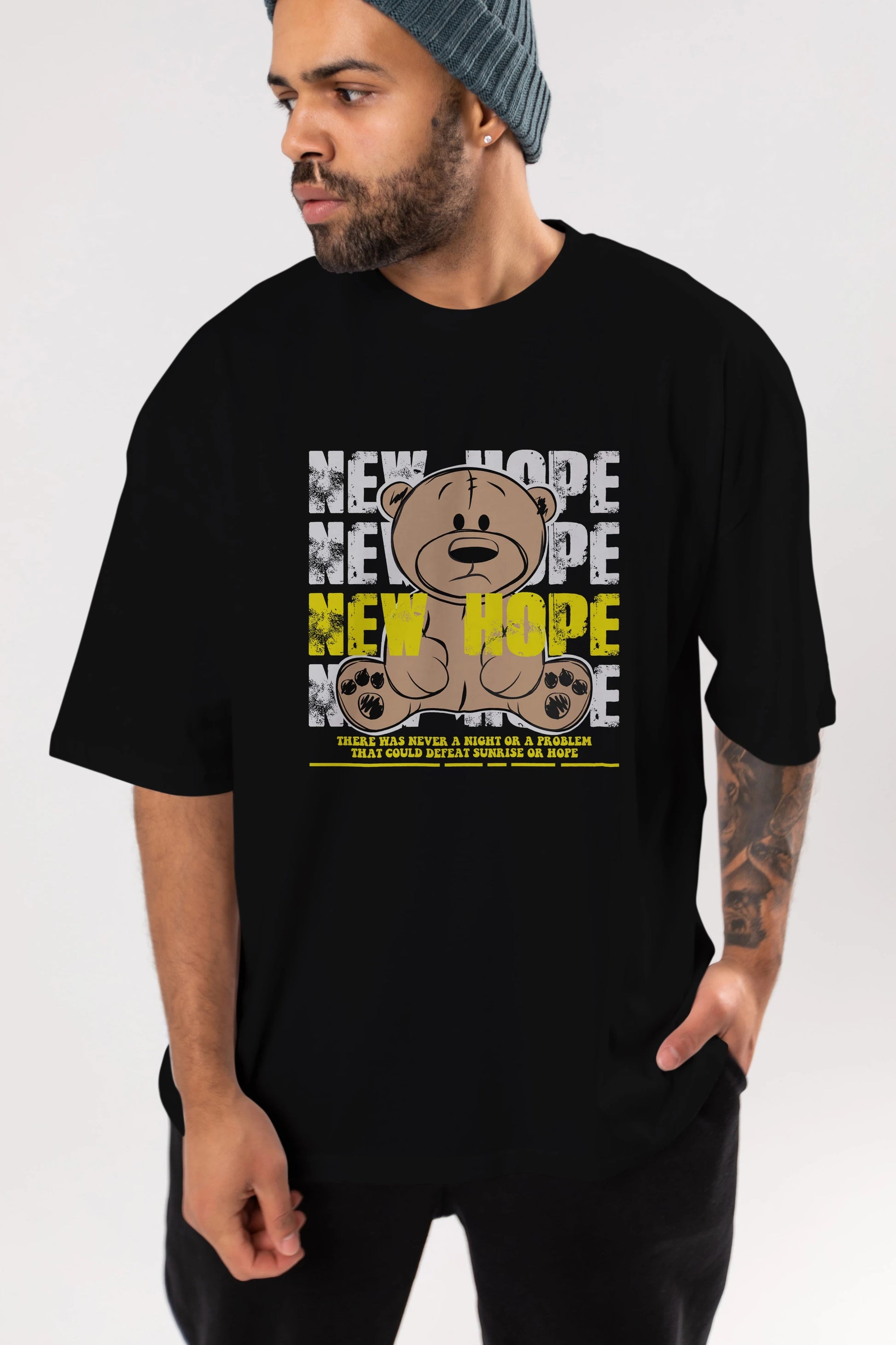 Teddy Bear New Hope Ön Baskılı Oversize t-shirt Erkek Kadın Unisex