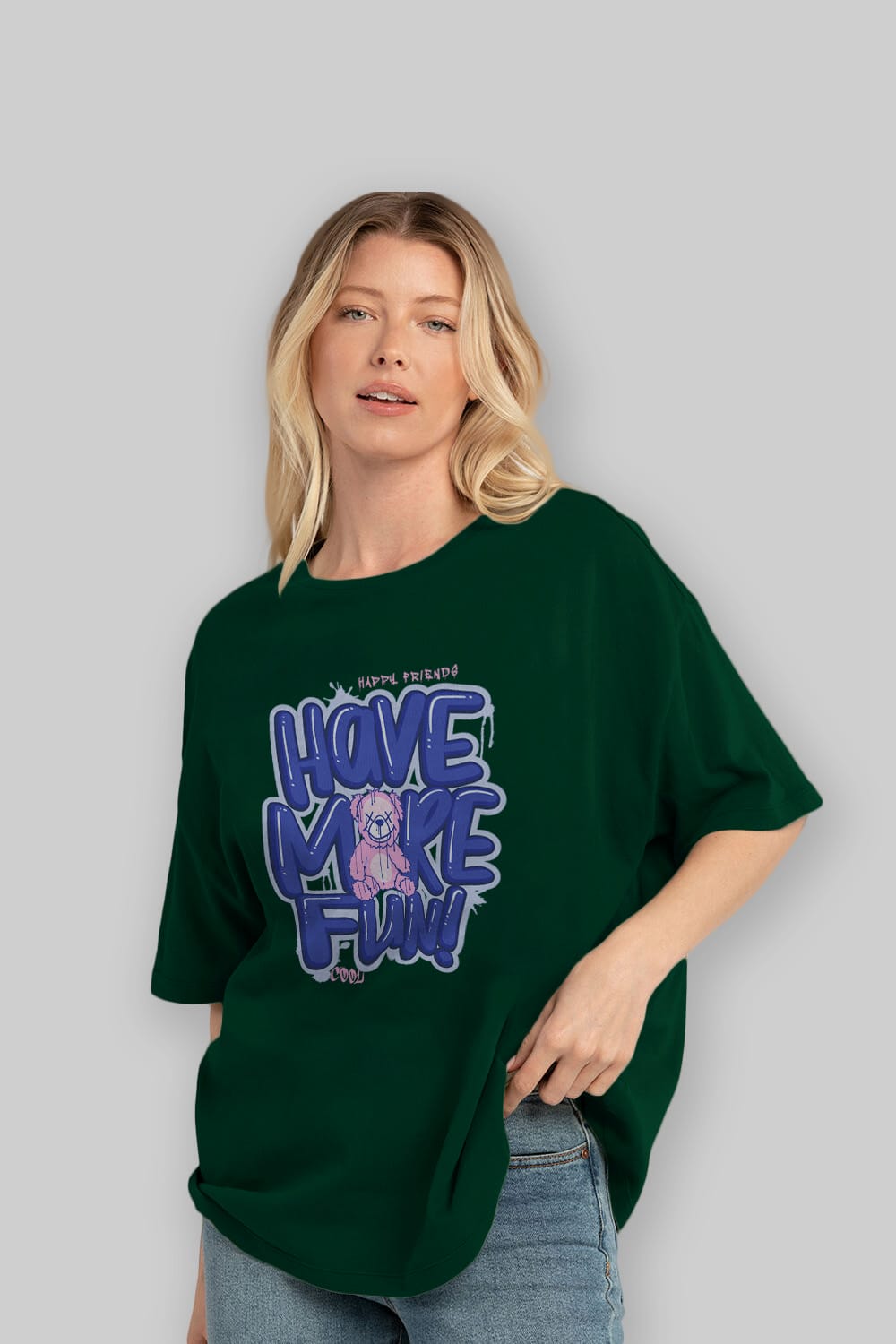 Have More Fun Bear Ön Baskılı Oversize t-shirt Erkek Kadın Unisex