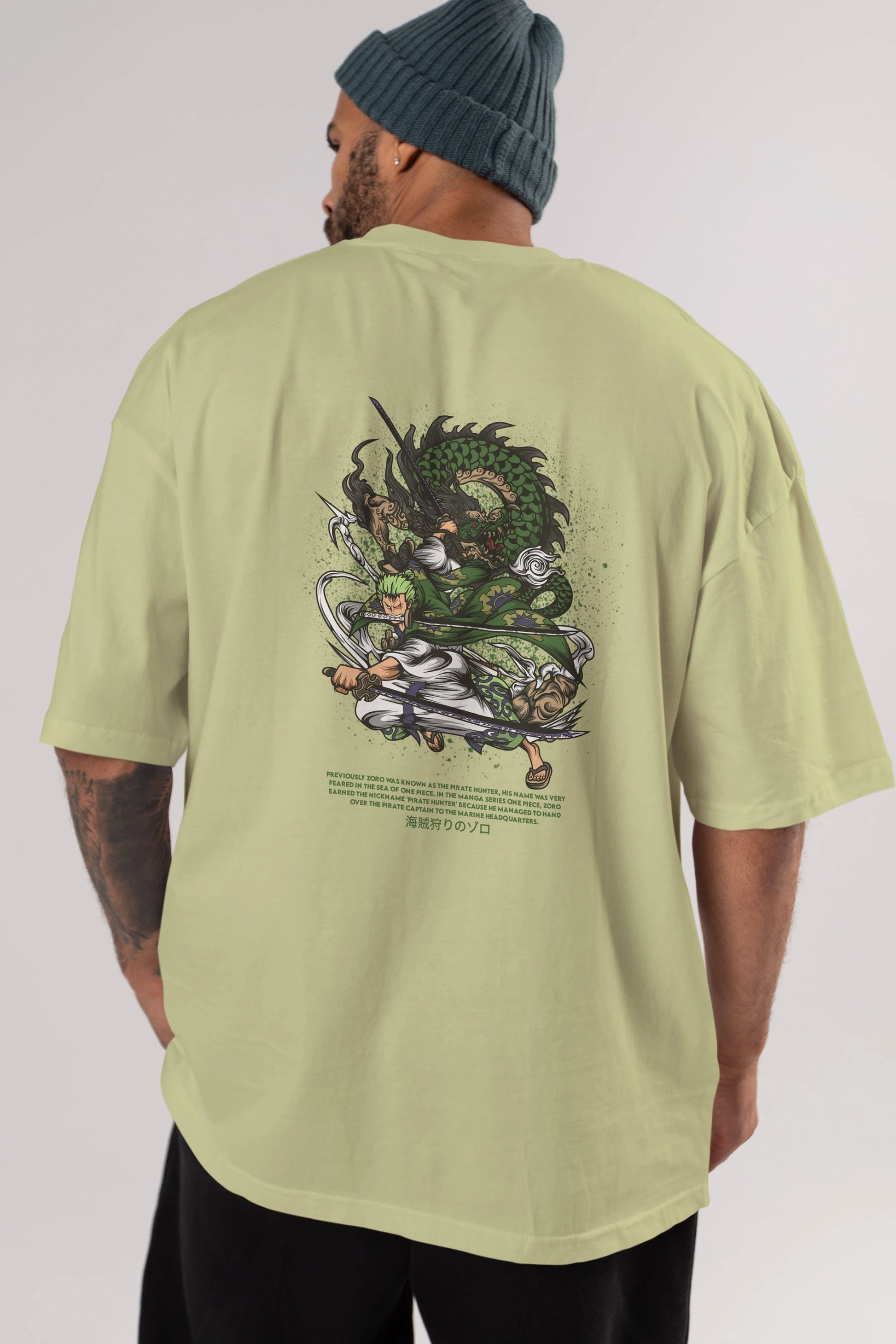 Zoro-ONE PIECE Anime Arka Baskılı Oversize t-shirt Erkek Kadın Unisex