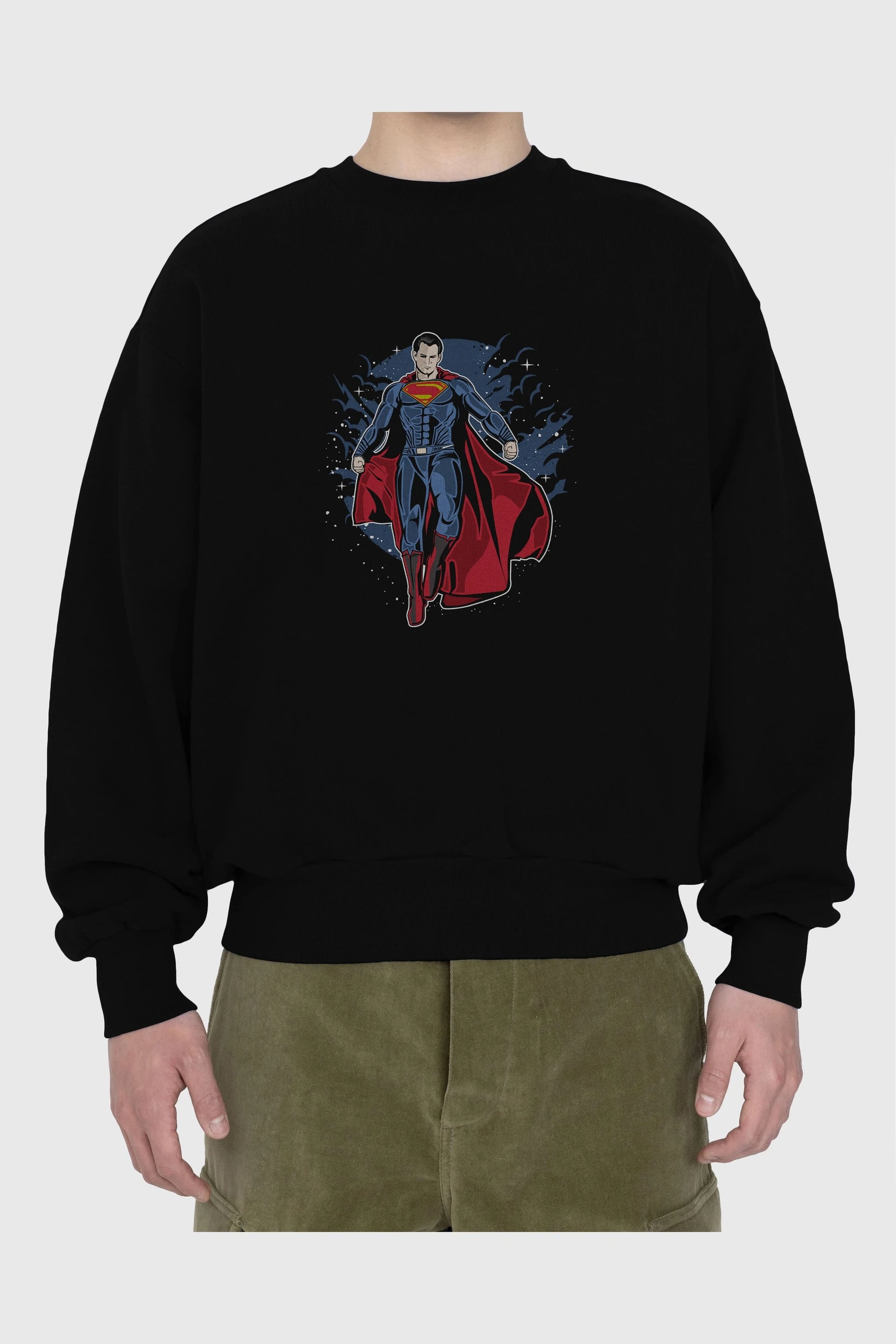 SUPERMAN Ön Baskılı Oversize Sweatshirt Erkek Kadın Unisex