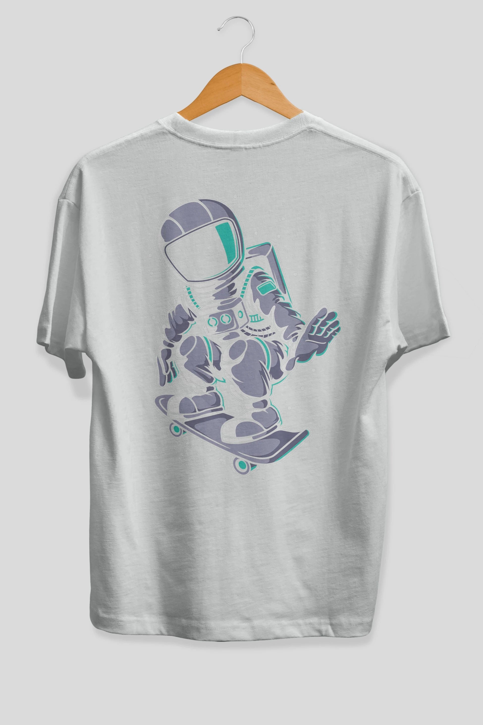 Astronaut Skater Arka Baskılı Oversize t-shirt Erkek Kadın Unisex