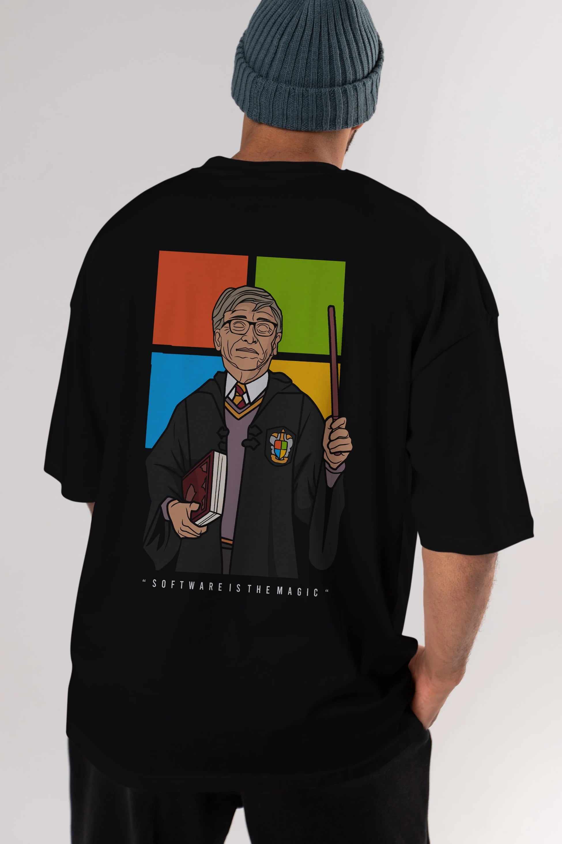Harry Potter Gates Arka Baskılı Oversize t-shirt Erkek Kadın Unisex %100 Pamuk tişort