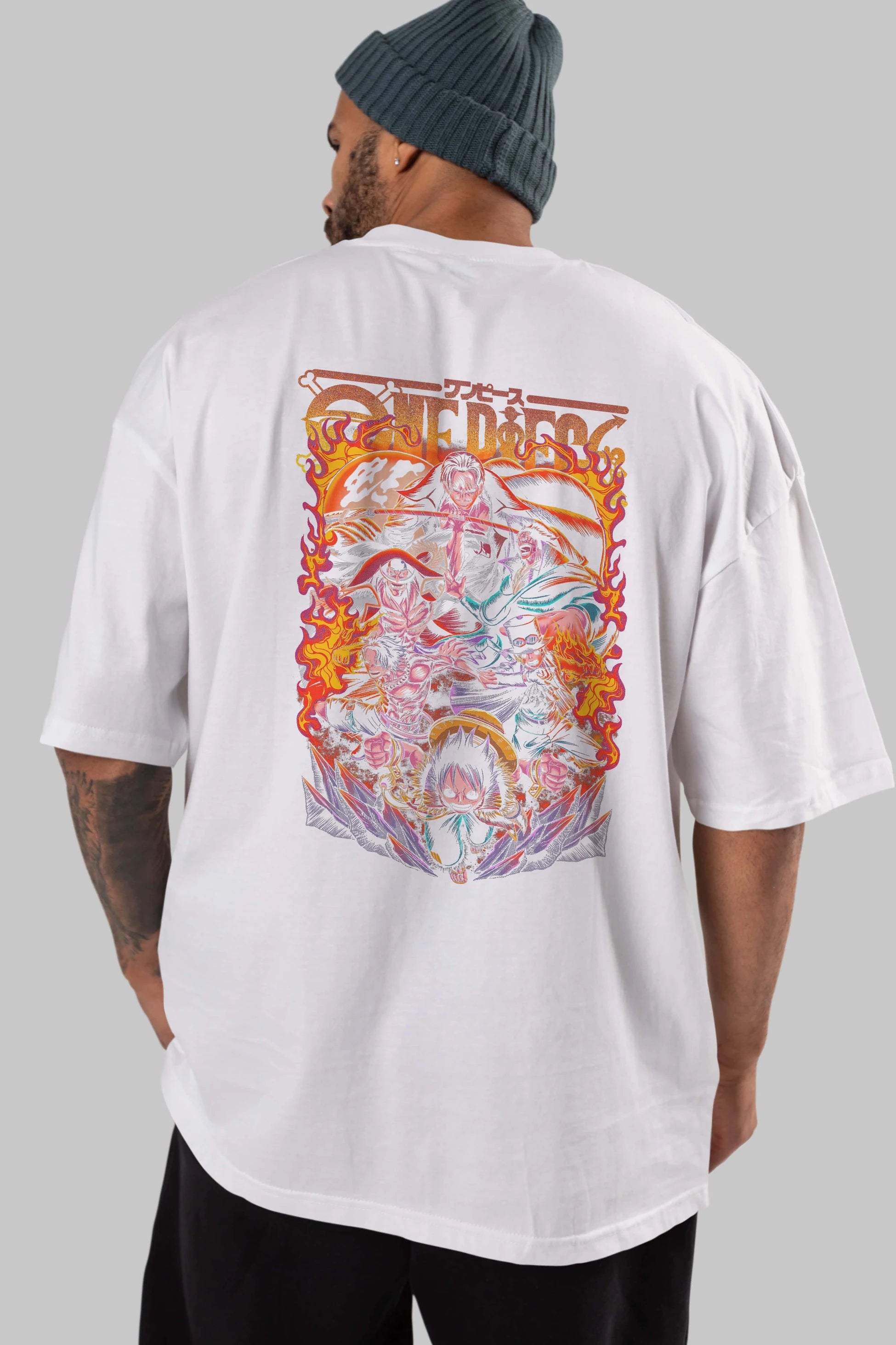 ONE PIECE (3) Anime Arka Baskılı Oversize t-shirt Erkek Kadın Unisex